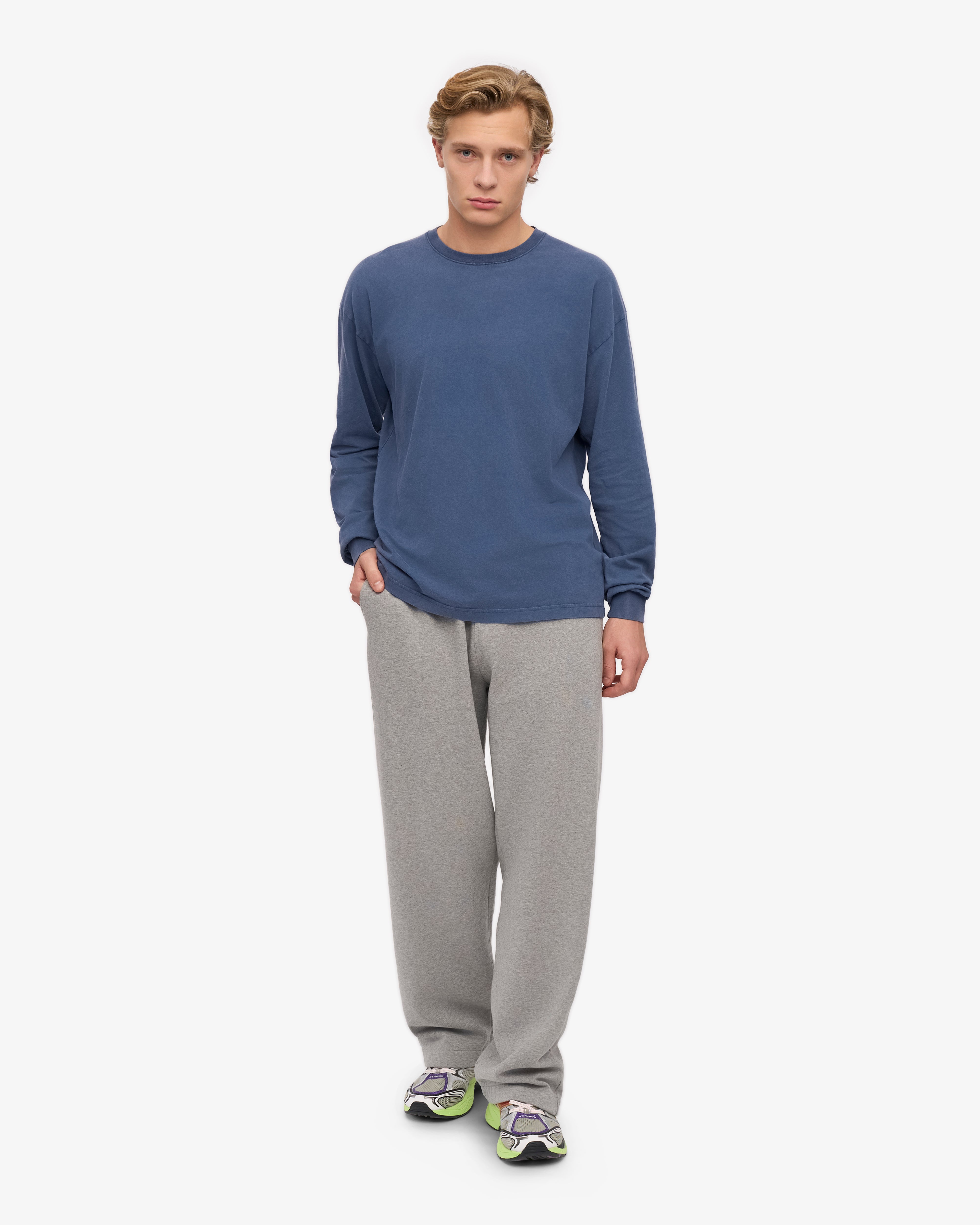Oversized Organic LS T-Shirt - Neptune Blue XS