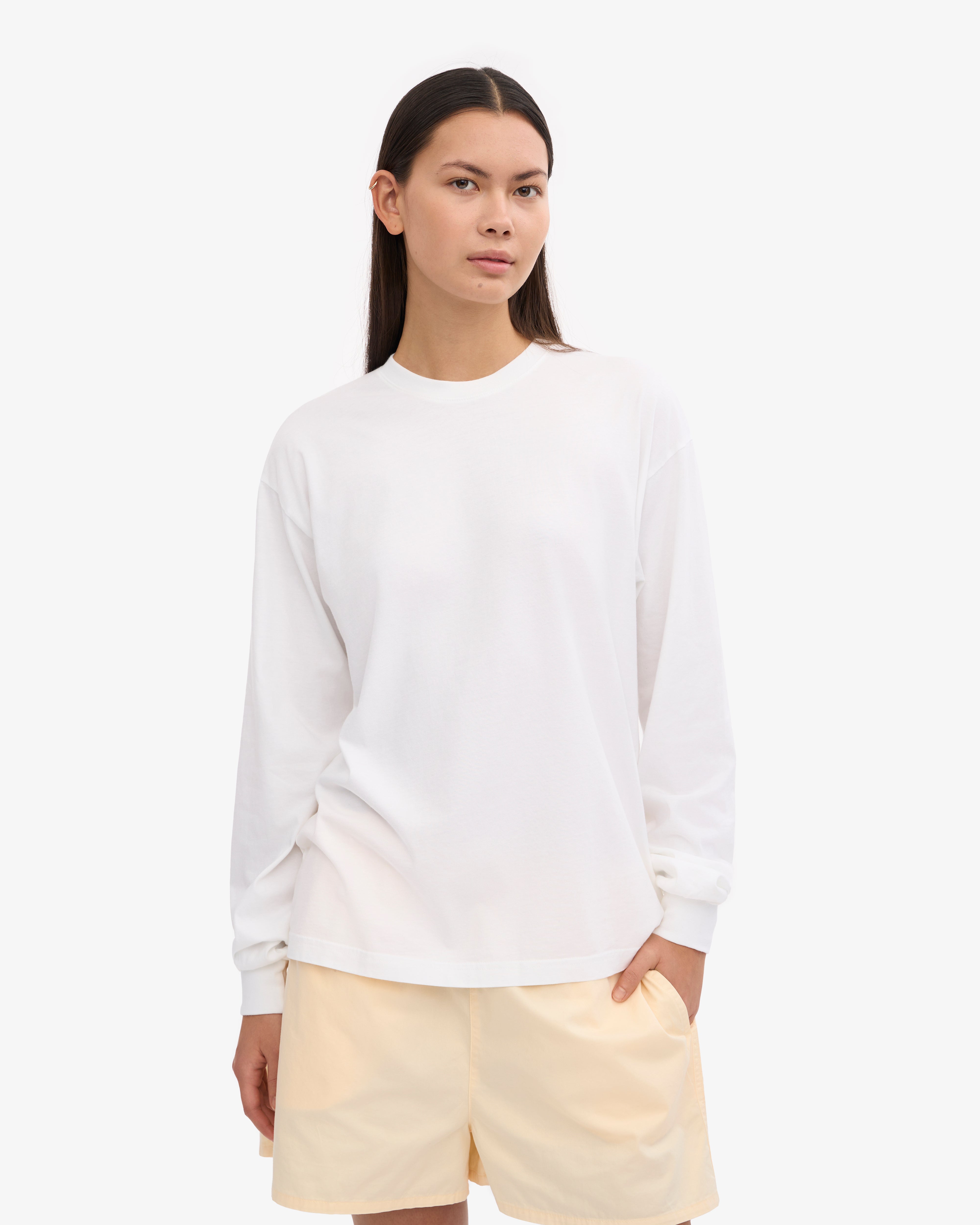 Oversized Organic LS T-Shirt - Optical White XS