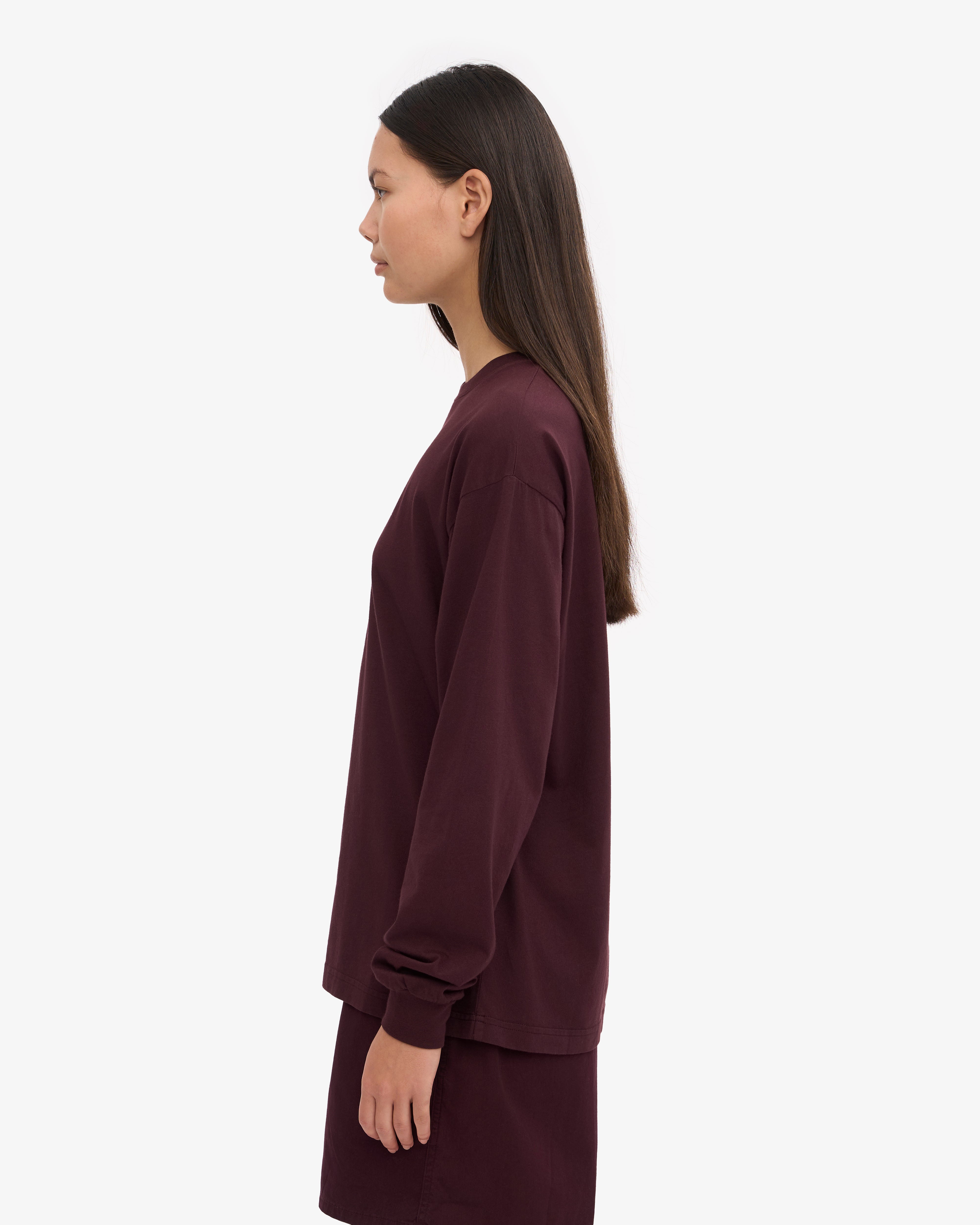 Oversized Organic LS T-Shirt - Oxblood Red XS