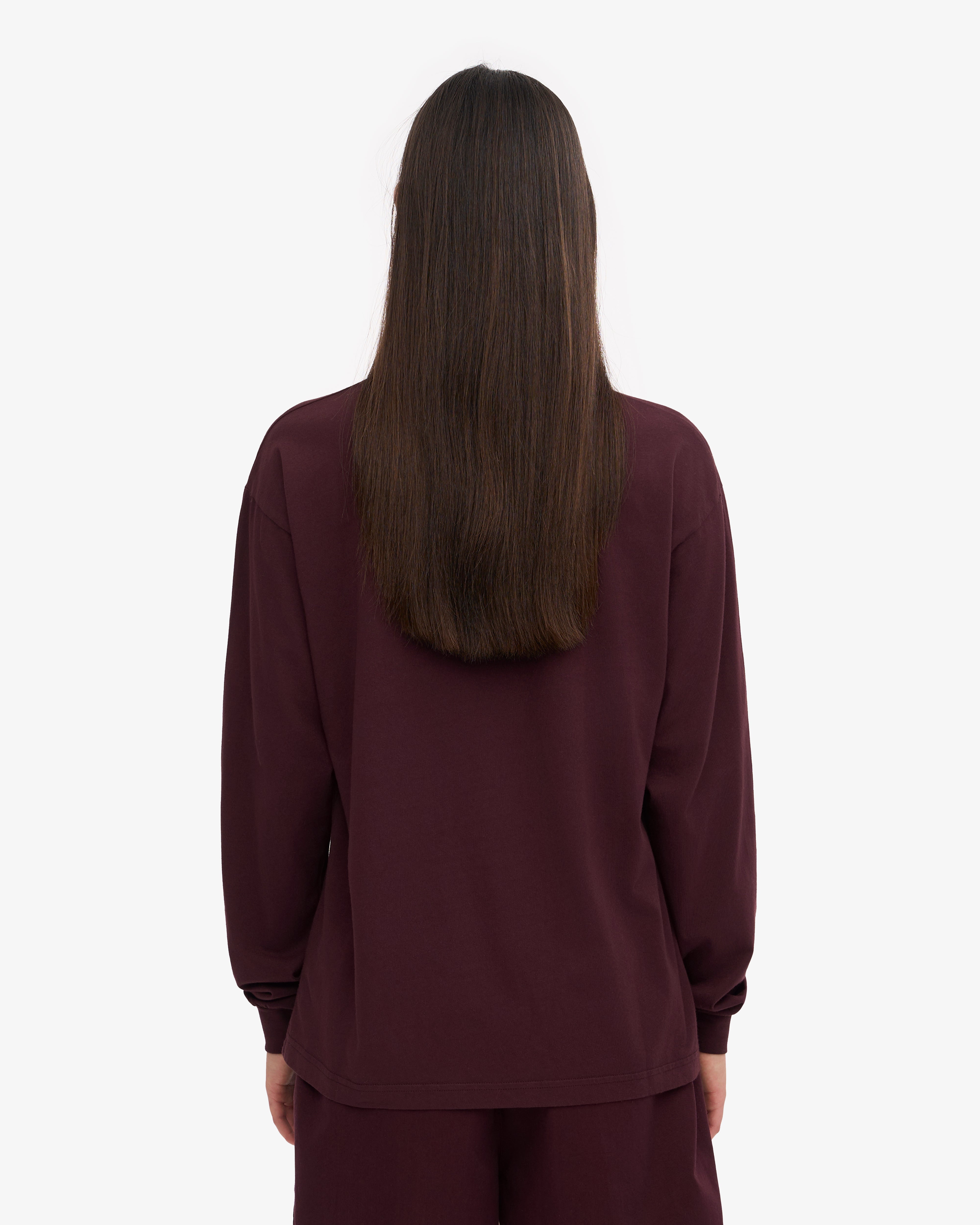 Oversized Organic LS T-Shirt - Oxblood Red XS