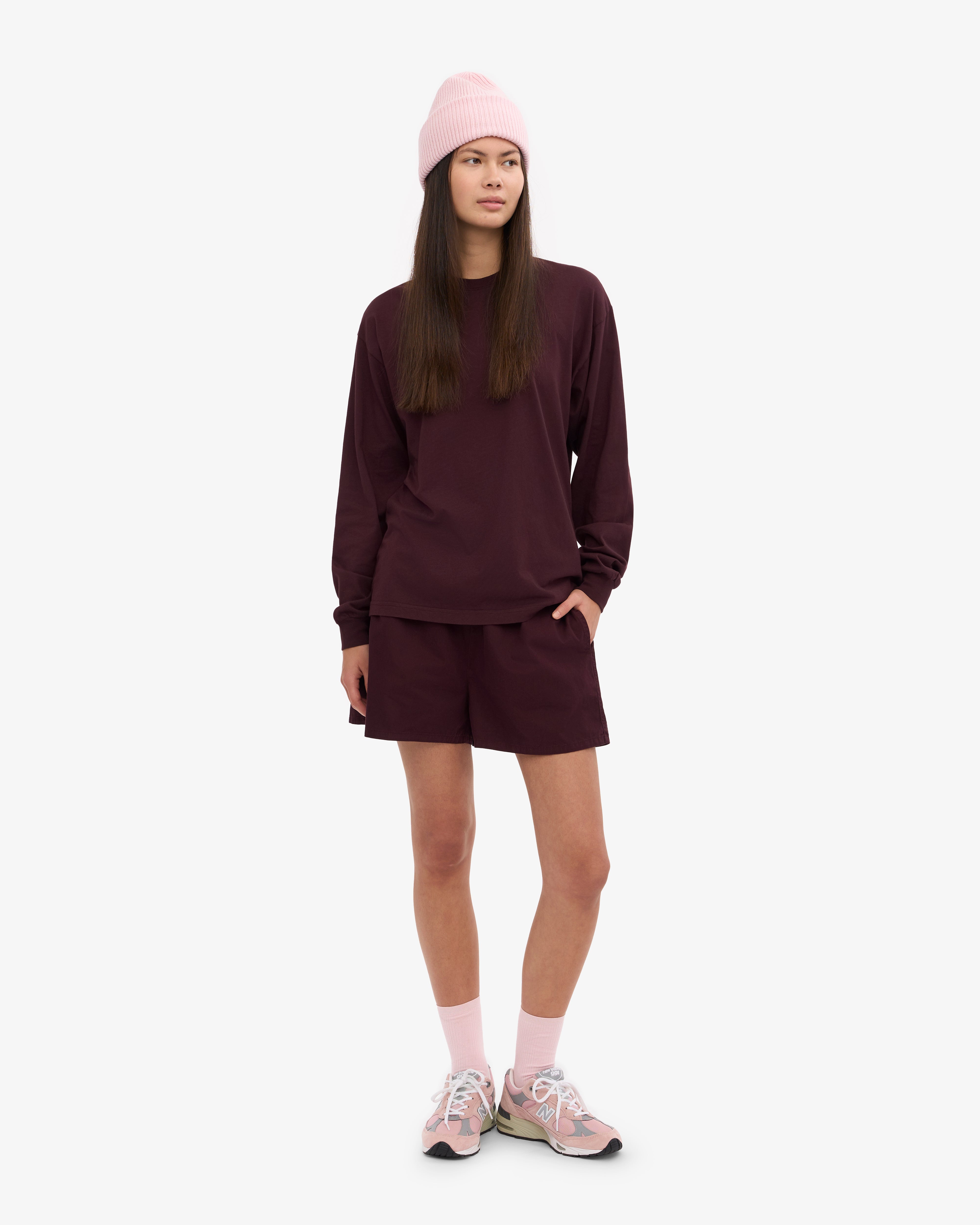 Oversized Organic LS T-Shirt - Oxblood Red XS