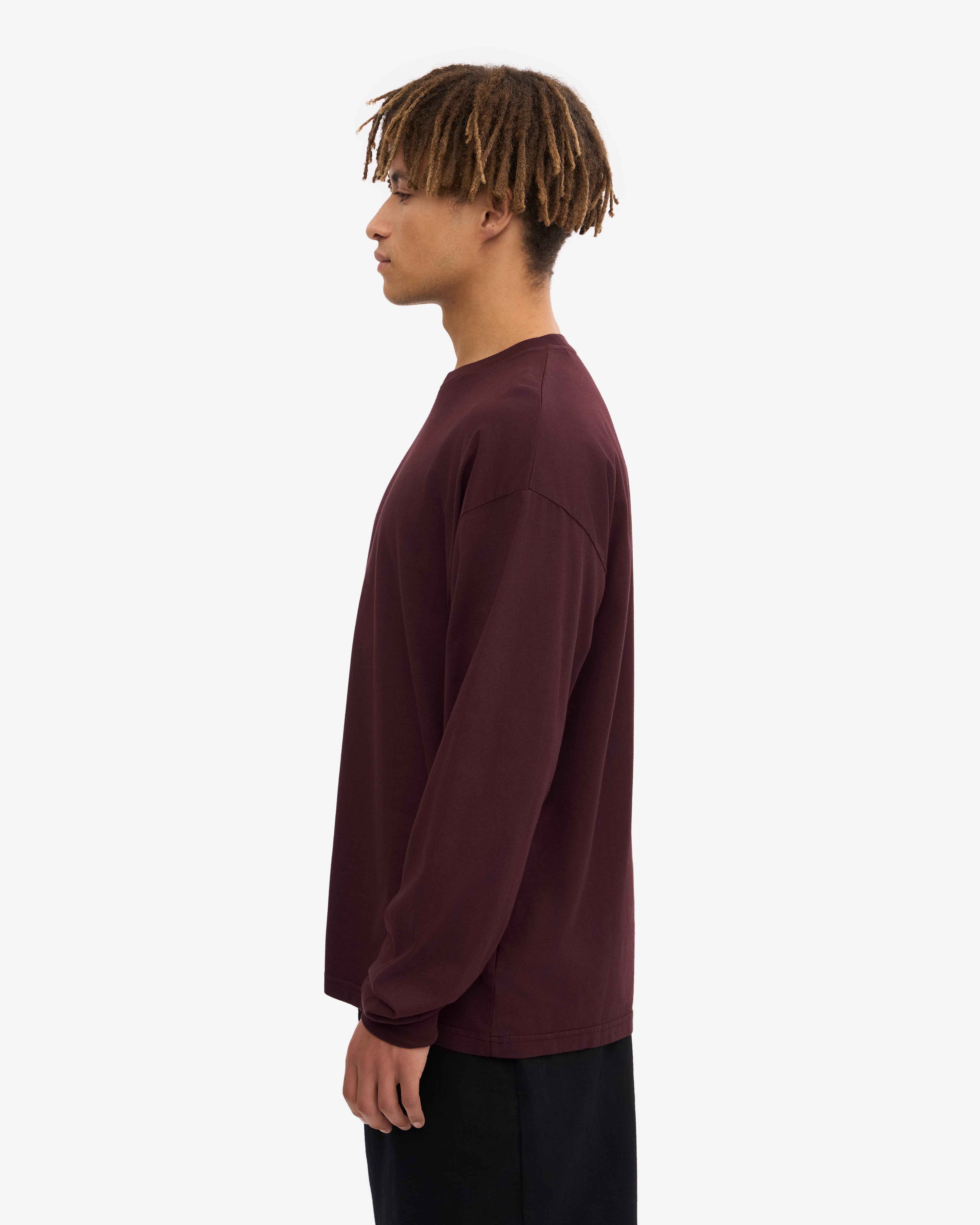 Oversized Organic LS T-Shirt - Oxblood Red XS