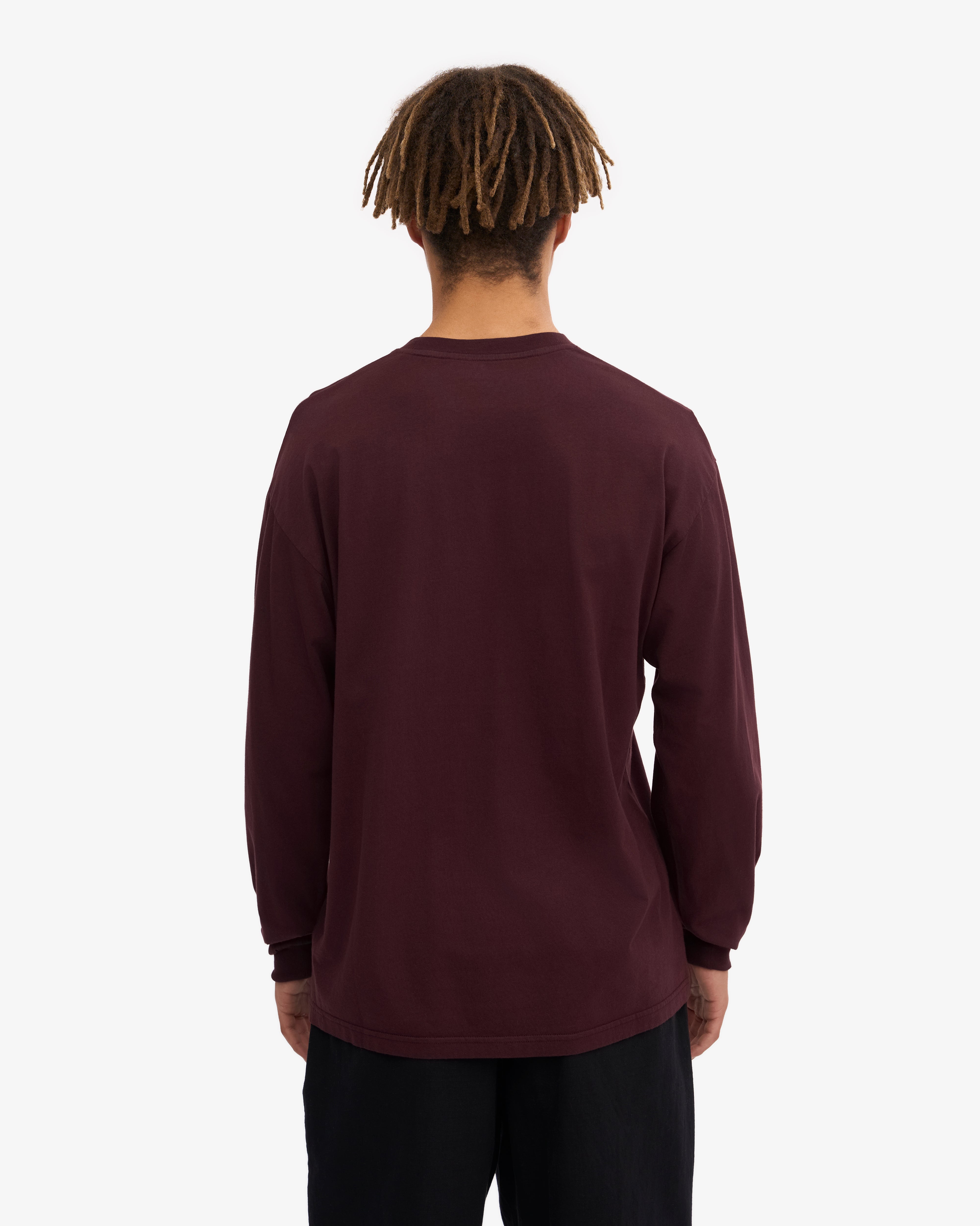 Oversized Organic LS T-Shirt - Oxblood Red XS