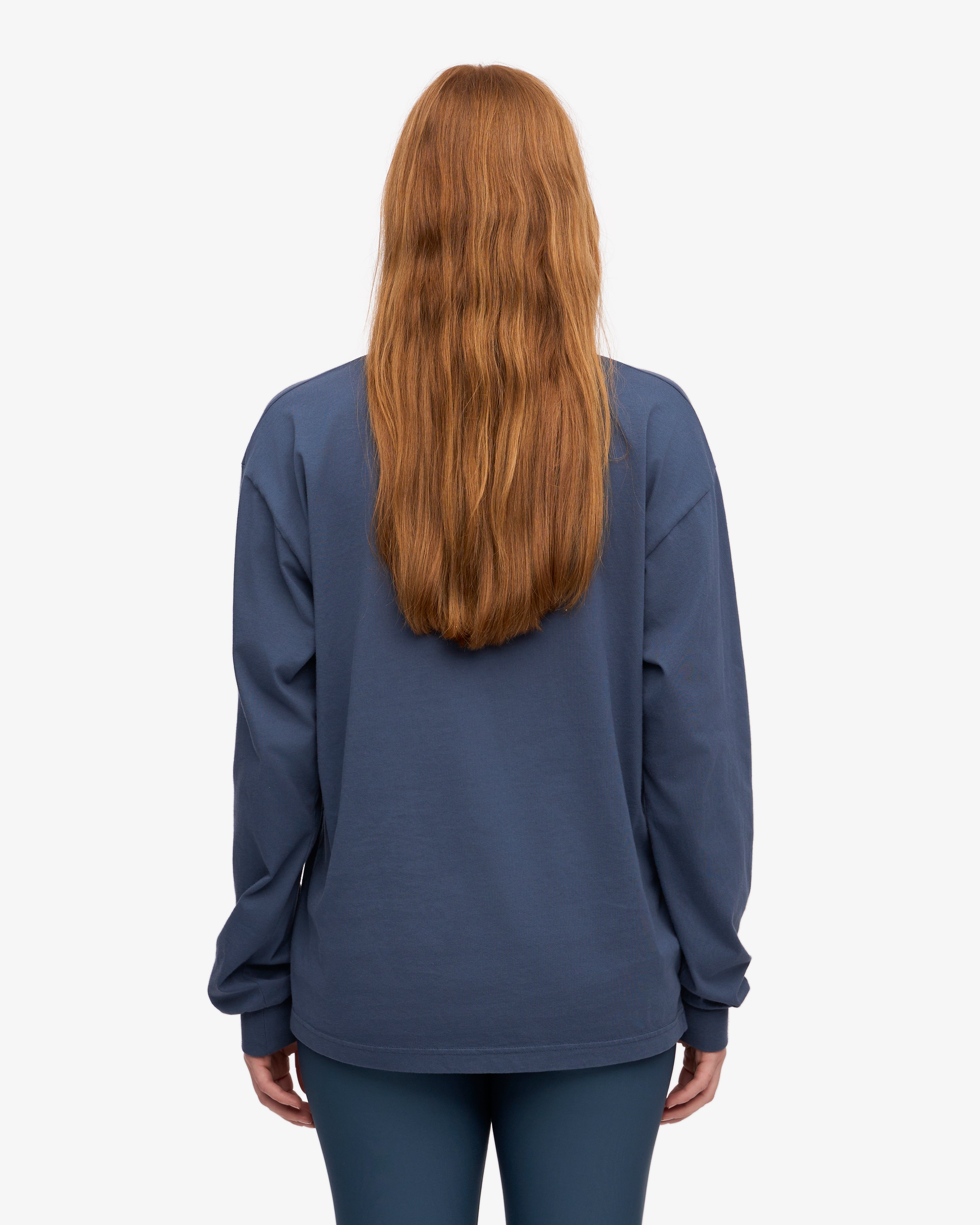 Oversized Organic LS T-Shirt - Petrol Blue
