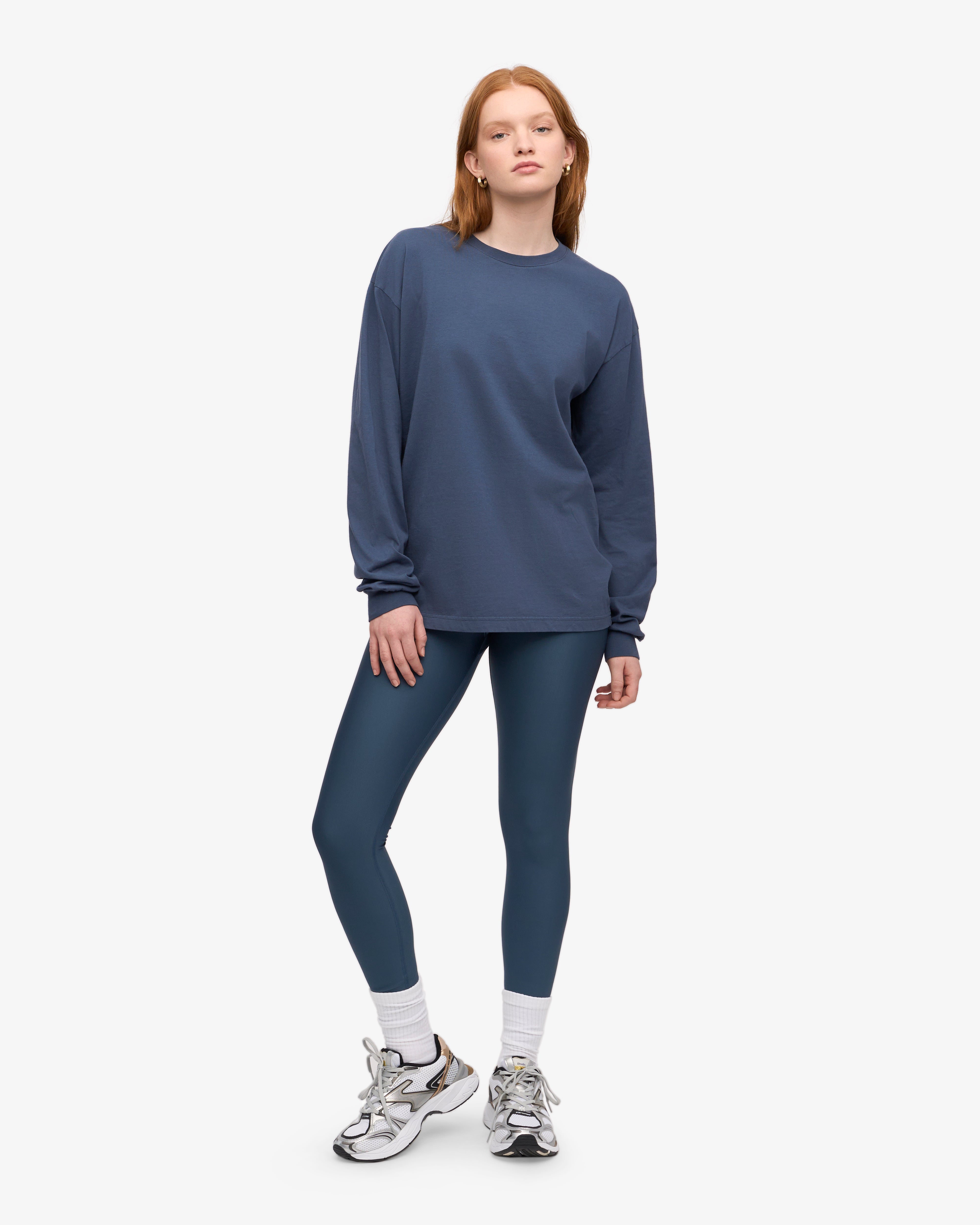 Oversized Organic LS T-Shirt - Petrol Blue XS