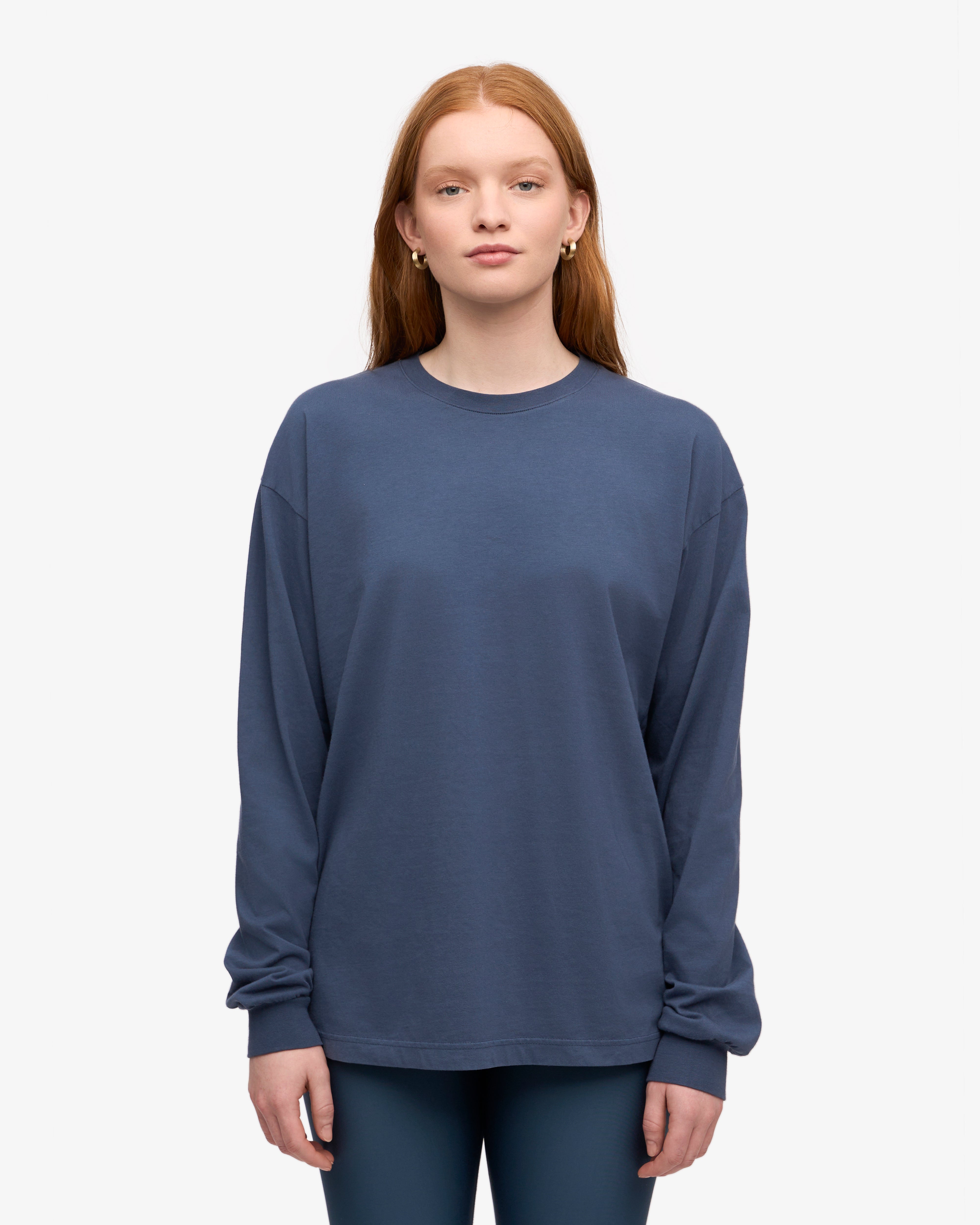 Oversized Organic LS T-Shirt - Petrol Blue XS