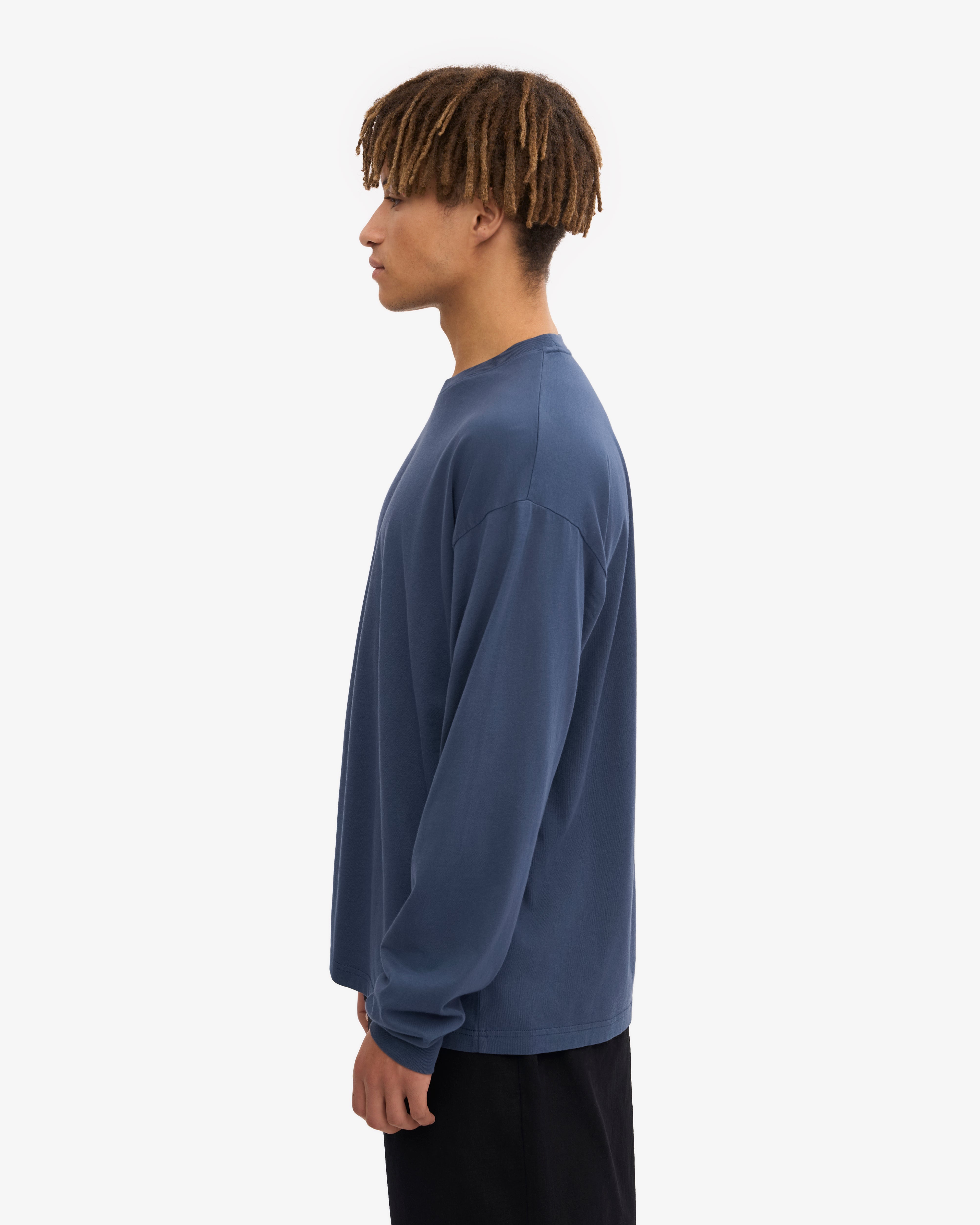 Oversized Organic LS T-Shirt - Petrol Blue XS
