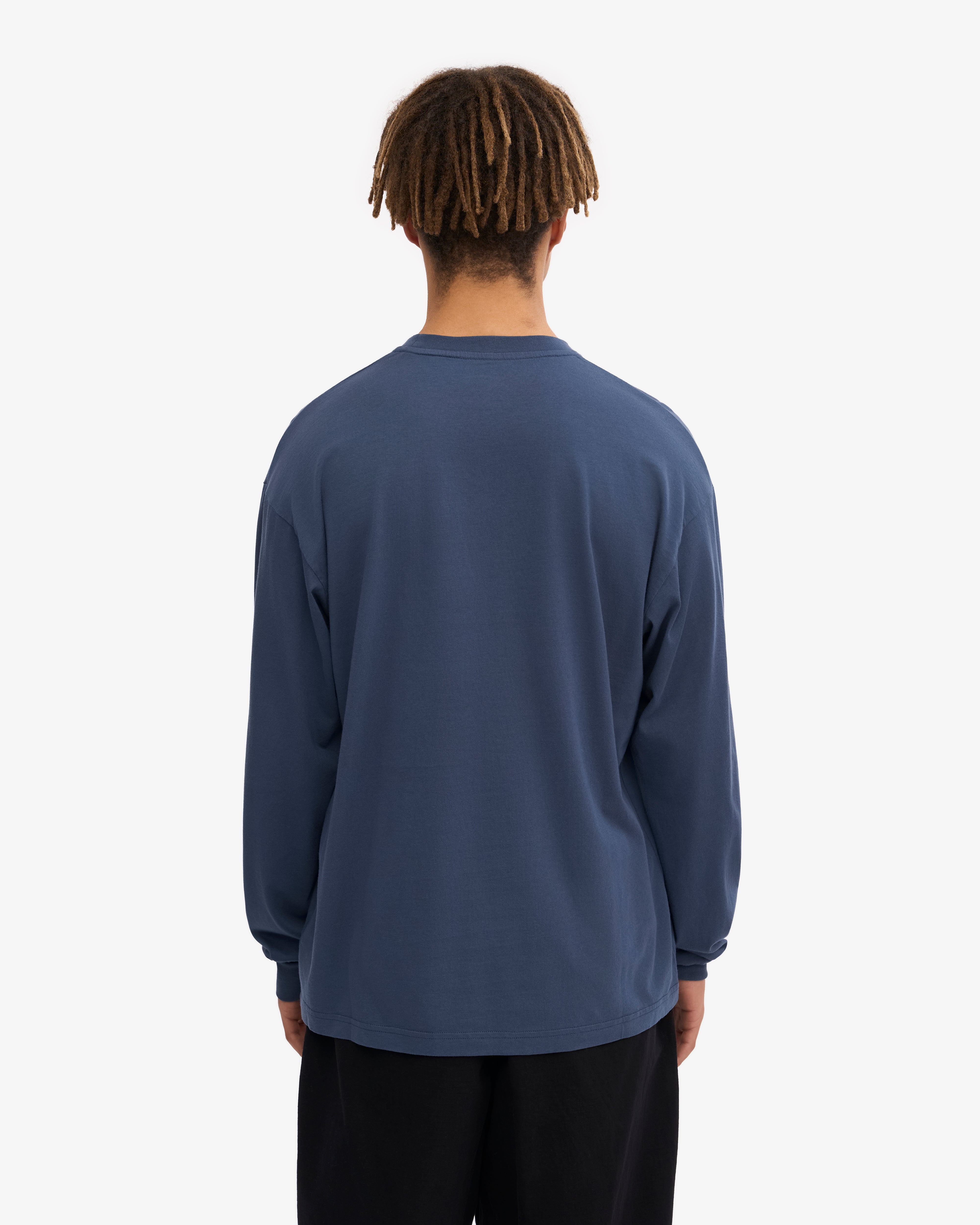 Oversized Organic LS T-Shirt - Petrol Blue XS