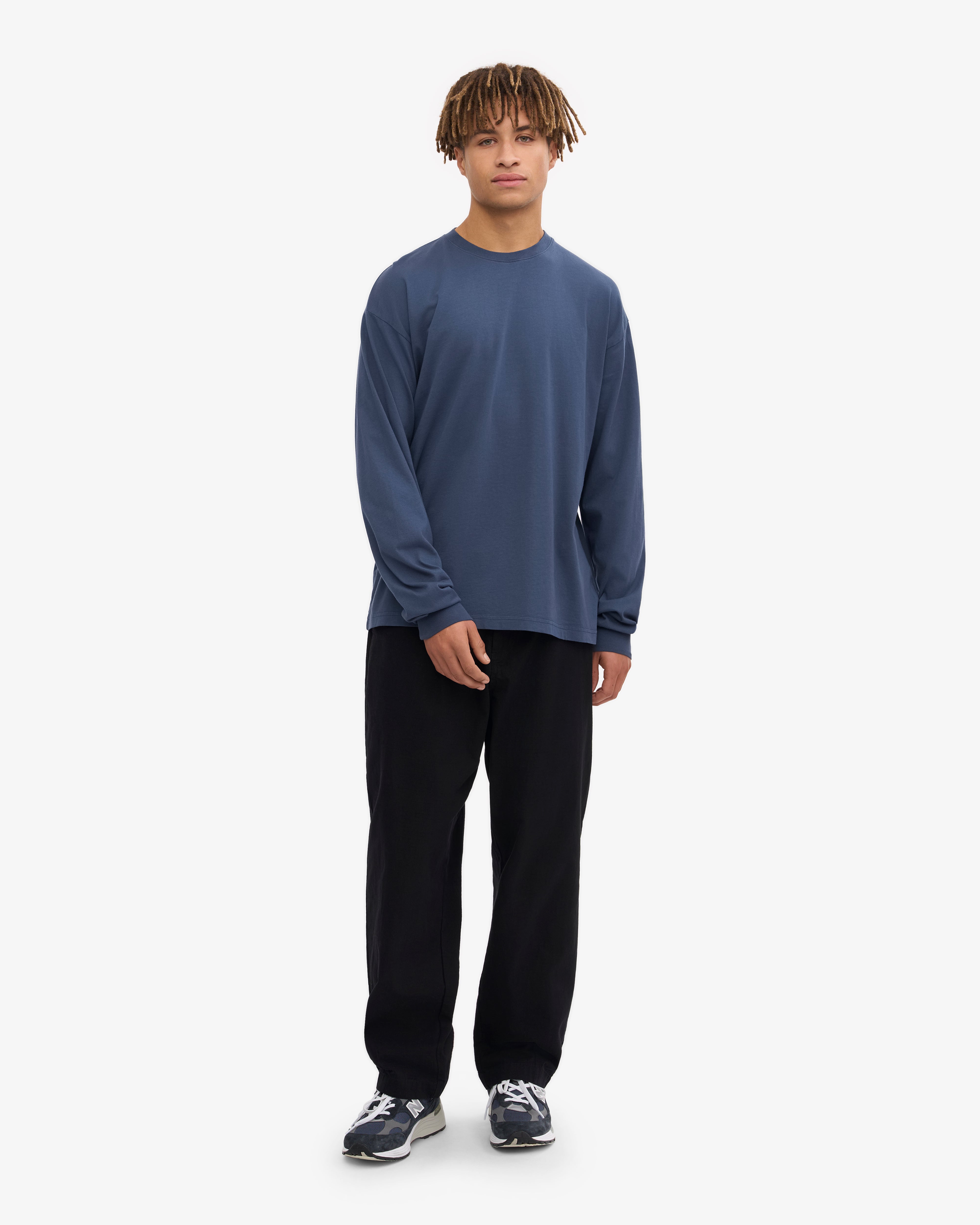 Oversized Organic LS T-Shirt - Petrol Blue XS
