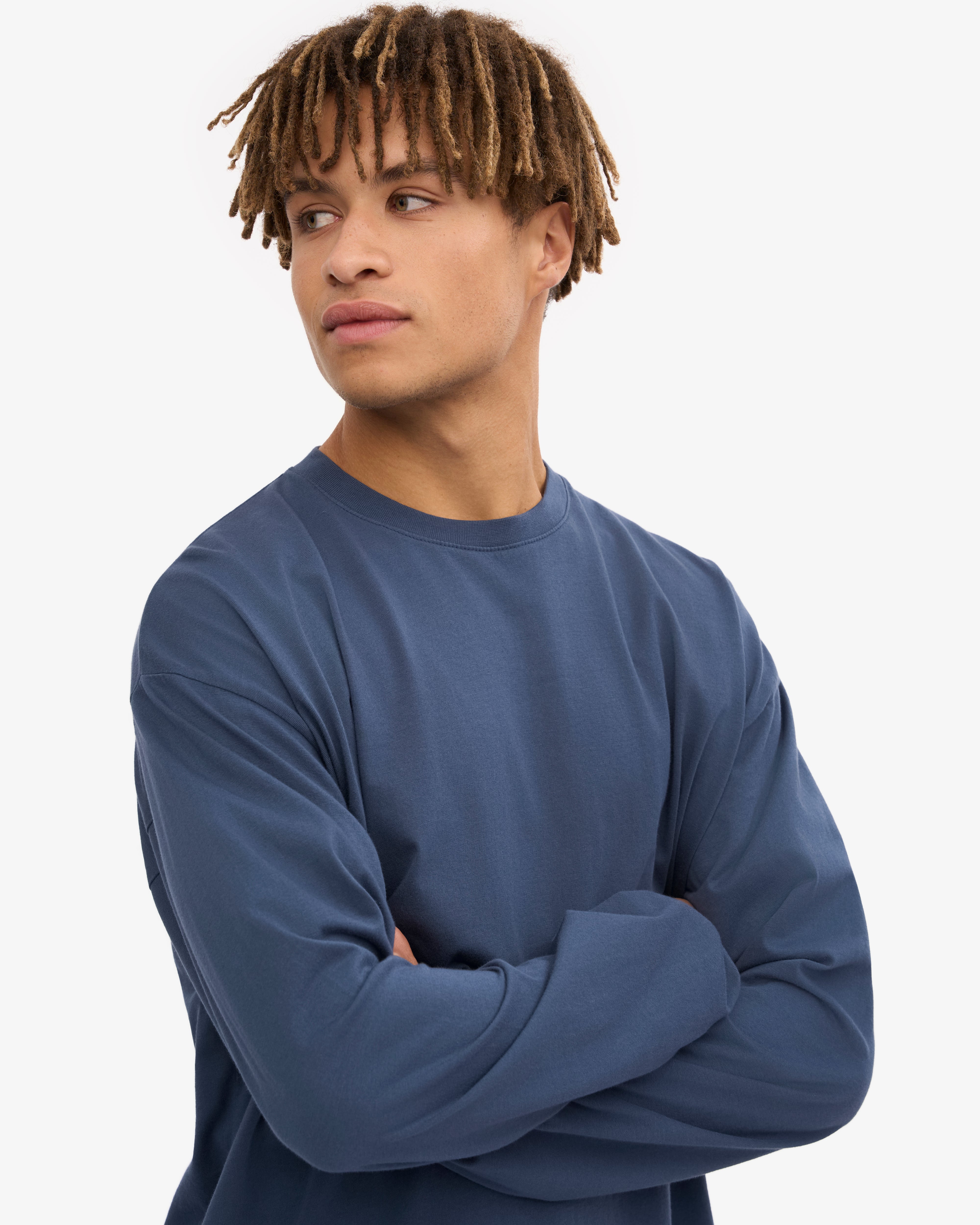 Oversized Organic LS T-Shirt - Petrol Blue XS