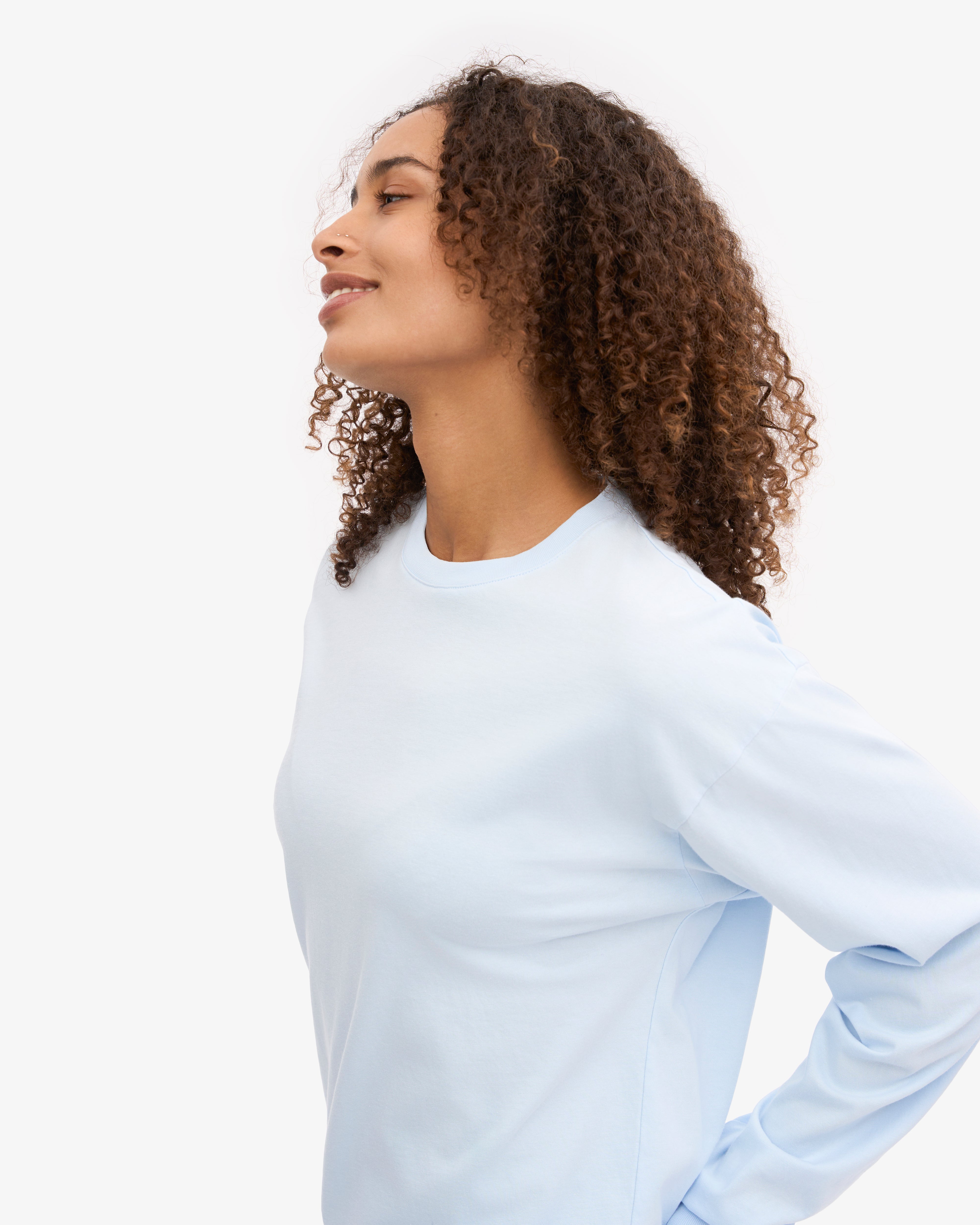Oversized Organic LS T-Shirt - Polar Blue XS