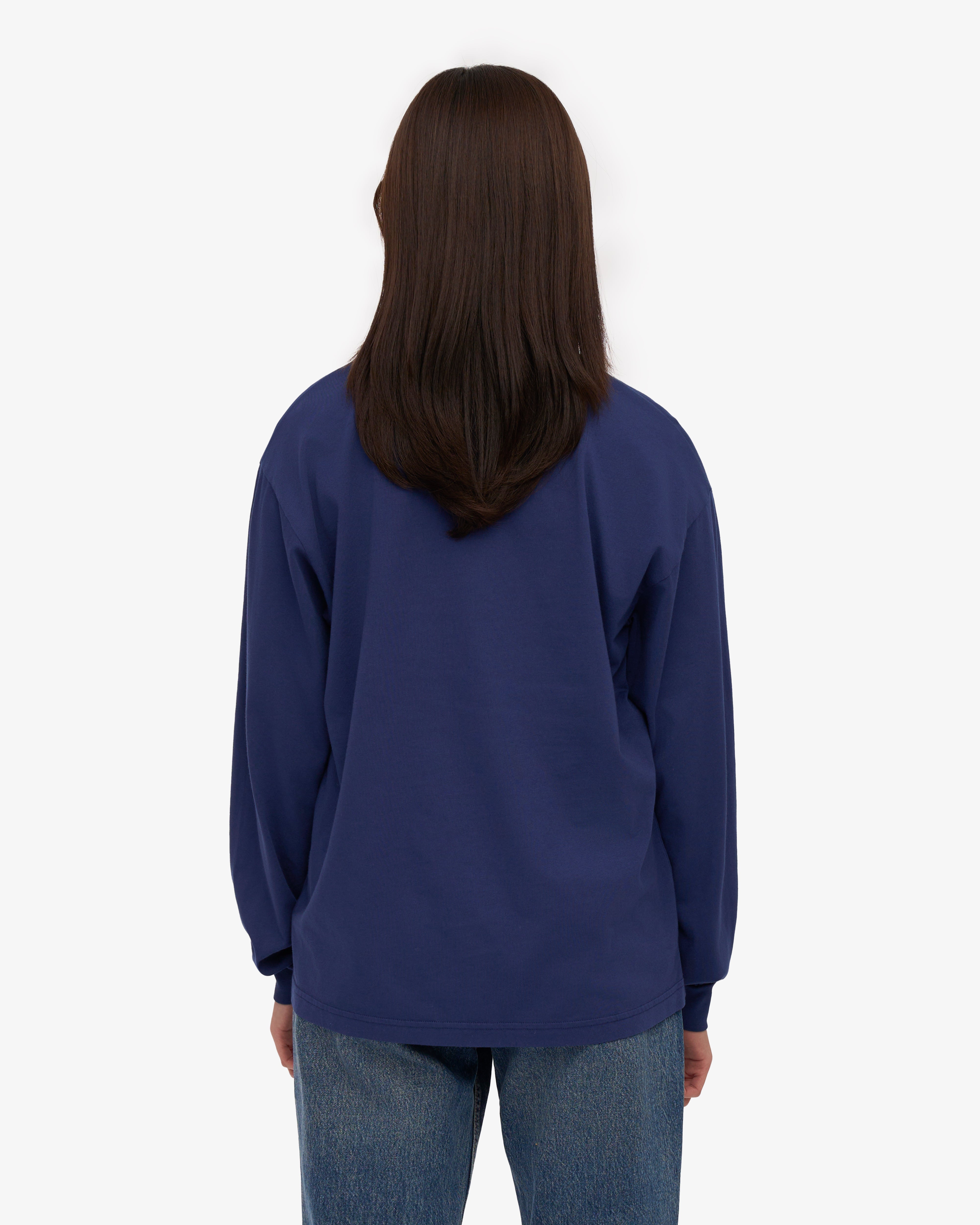 Oversized Organic LS T-Shirt - Marine Blue XS