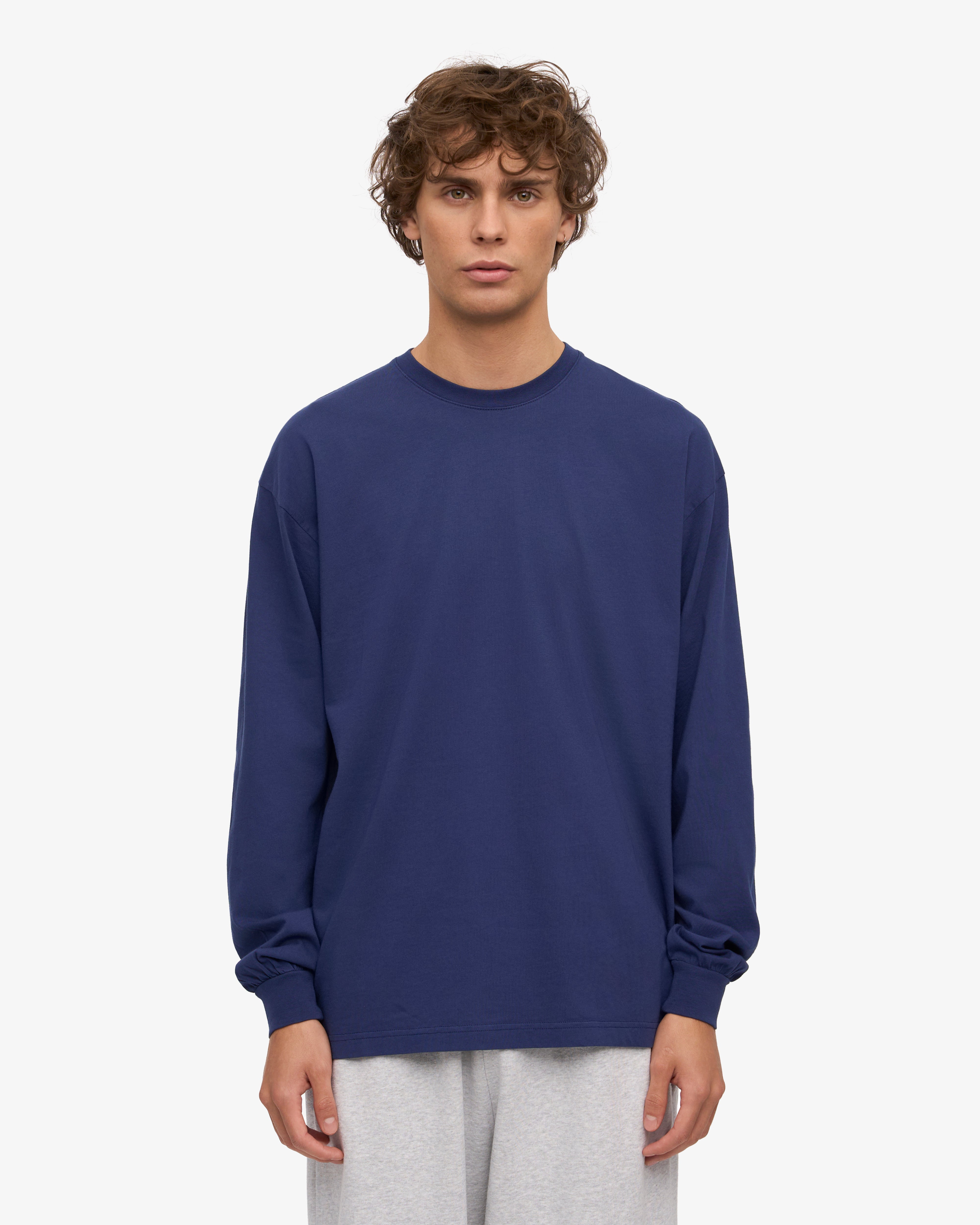 Oversized Organic LS T-Shirt - Marine Blue XS