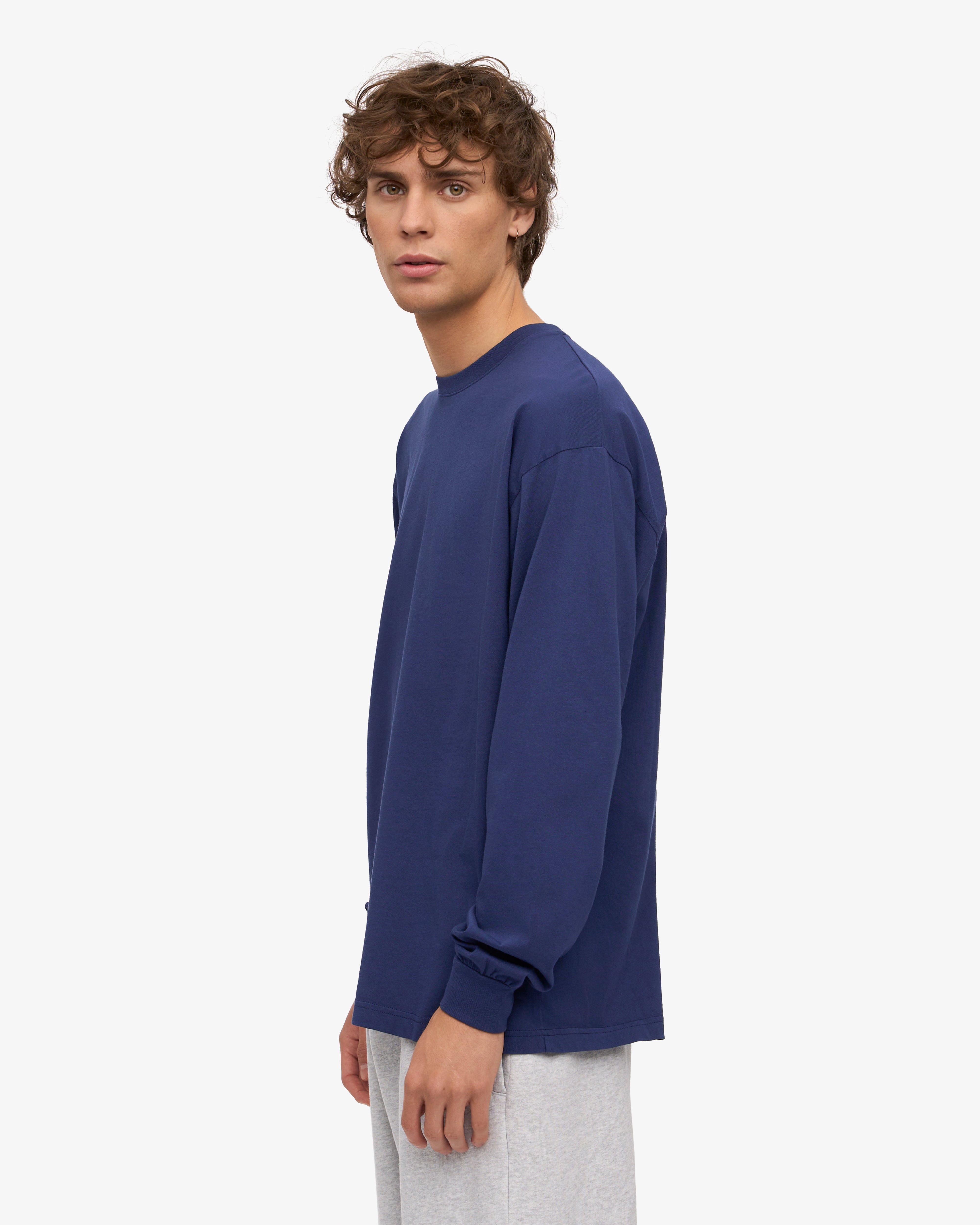 Oversized Organic LS T-Shirt - Marine Blue XS