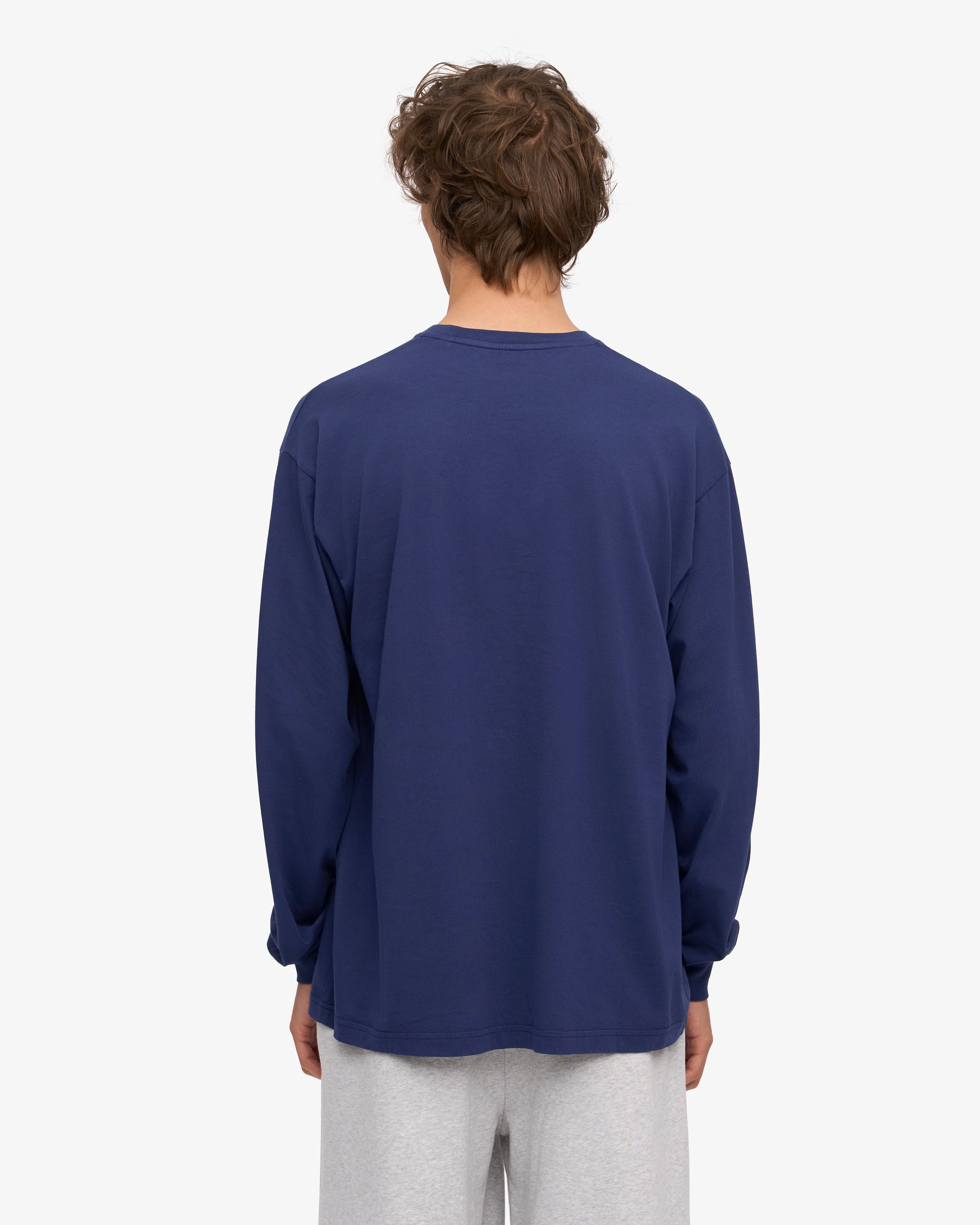 Oversized Organic LS T-Shirt - Marine Blue XS