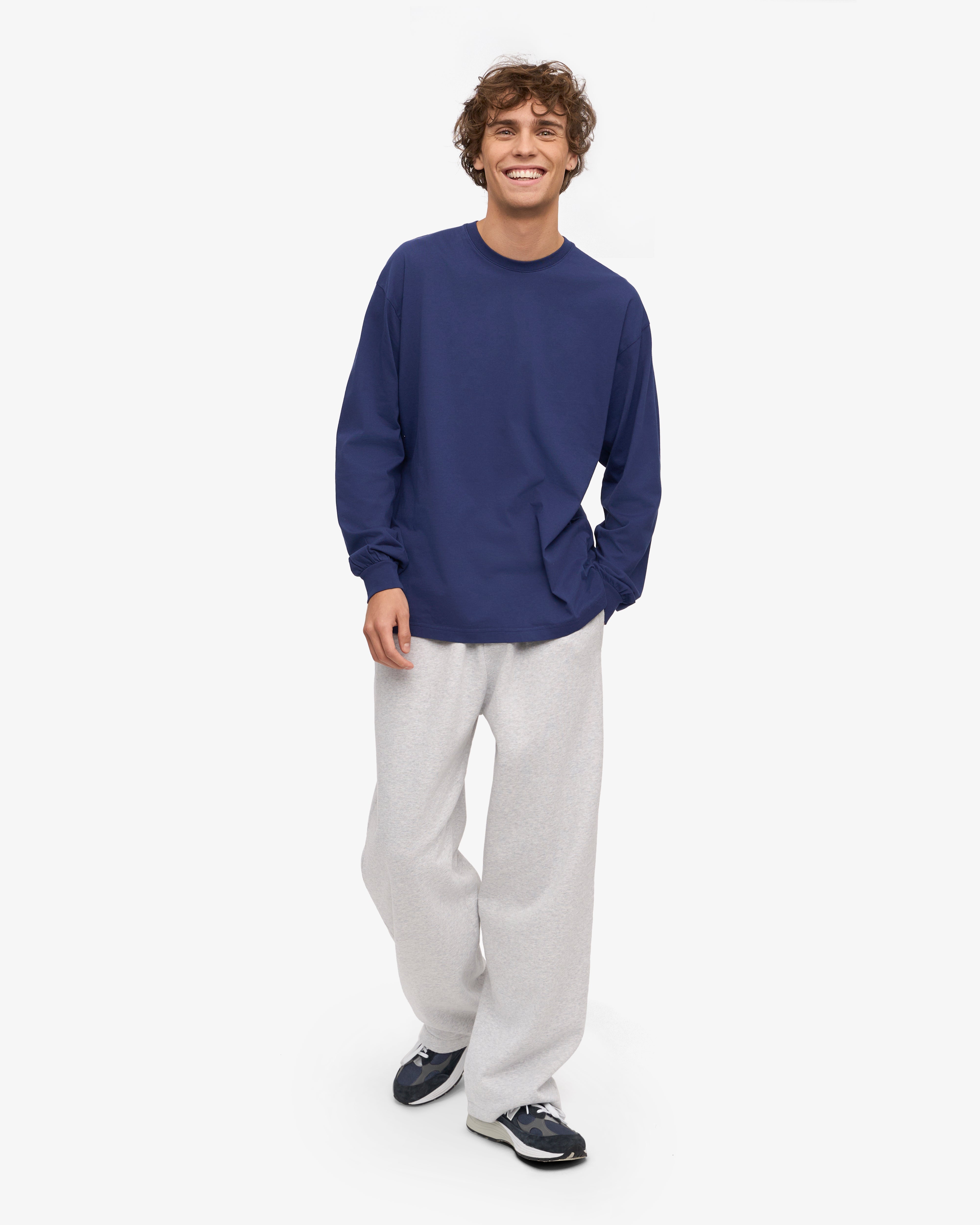 Oversized Organic LS T-Shirt - Marine Blue XS