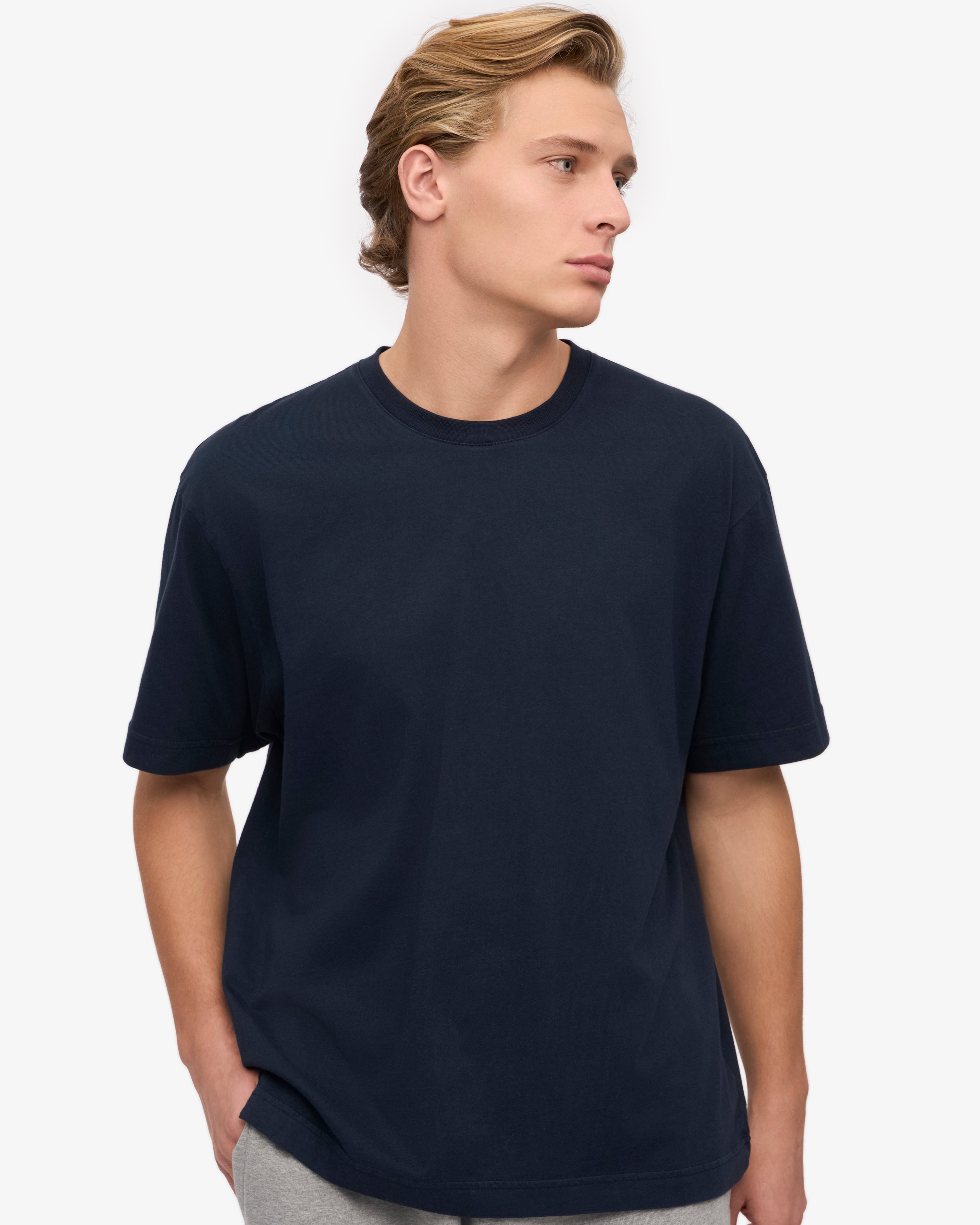 Oversized Organic T-Shirt - Navy Blue XS