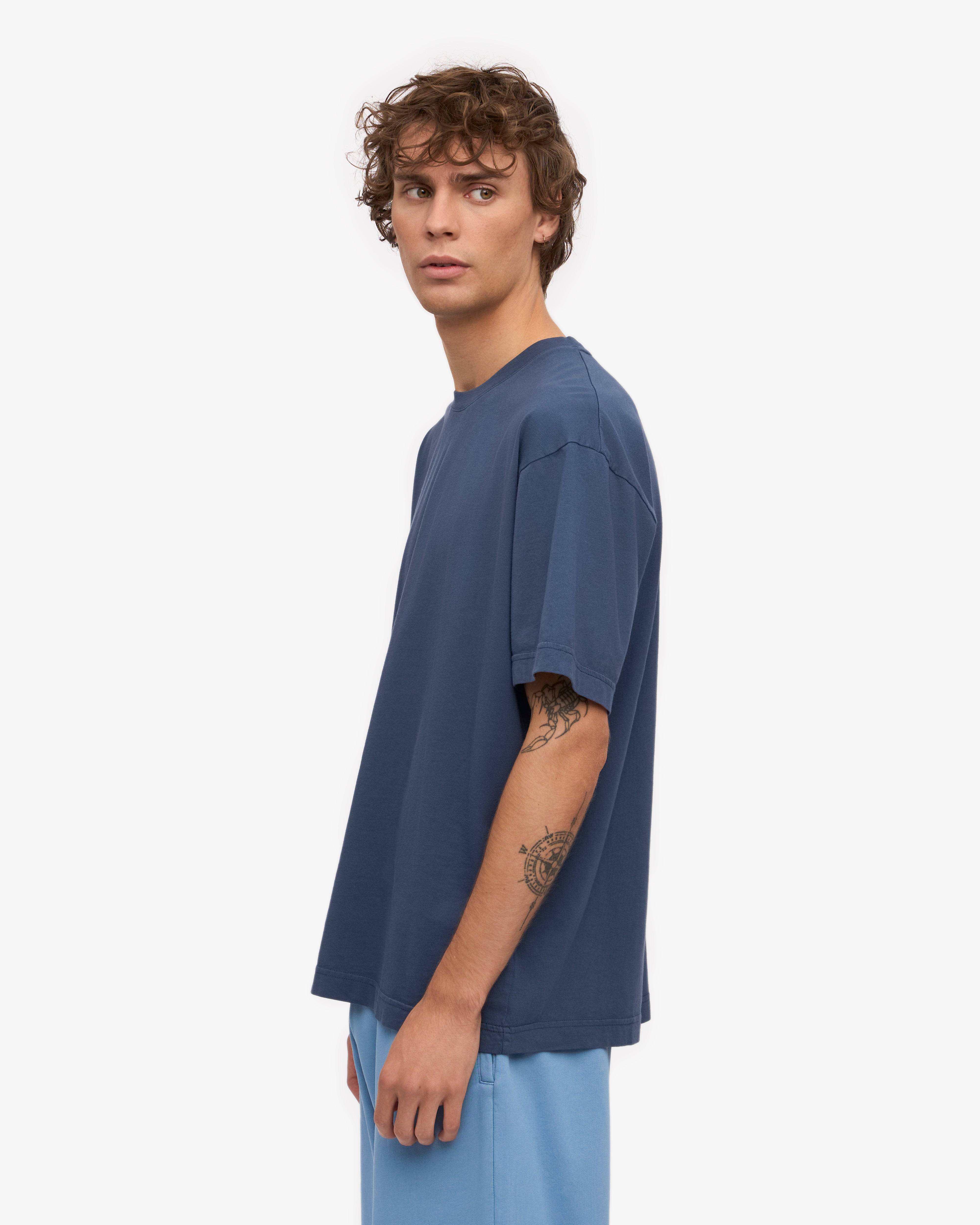 Oversized Organic T-Shirt - Petrol Blue XS