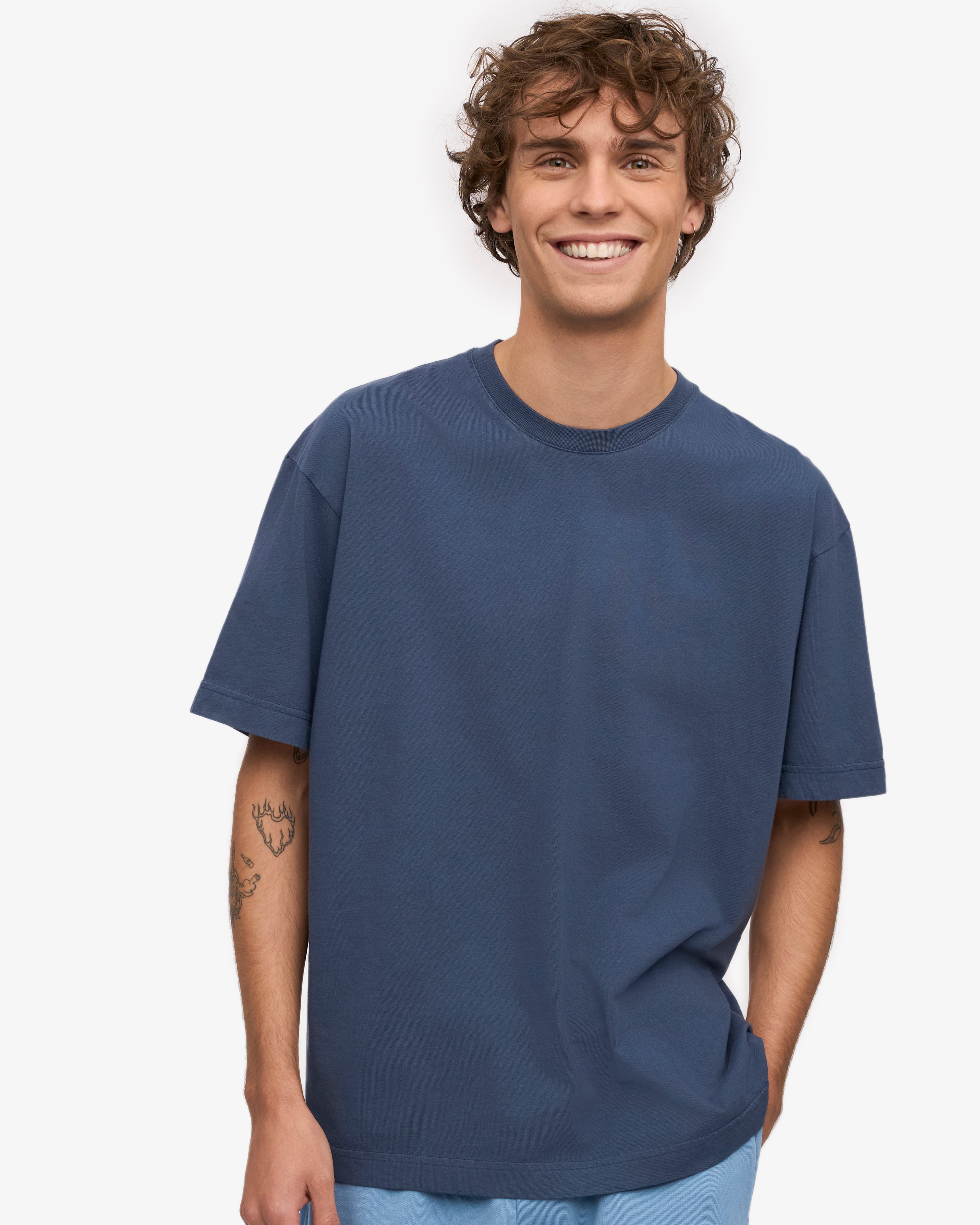 Oversized Organic T-Shirt - Petrol Blue XS