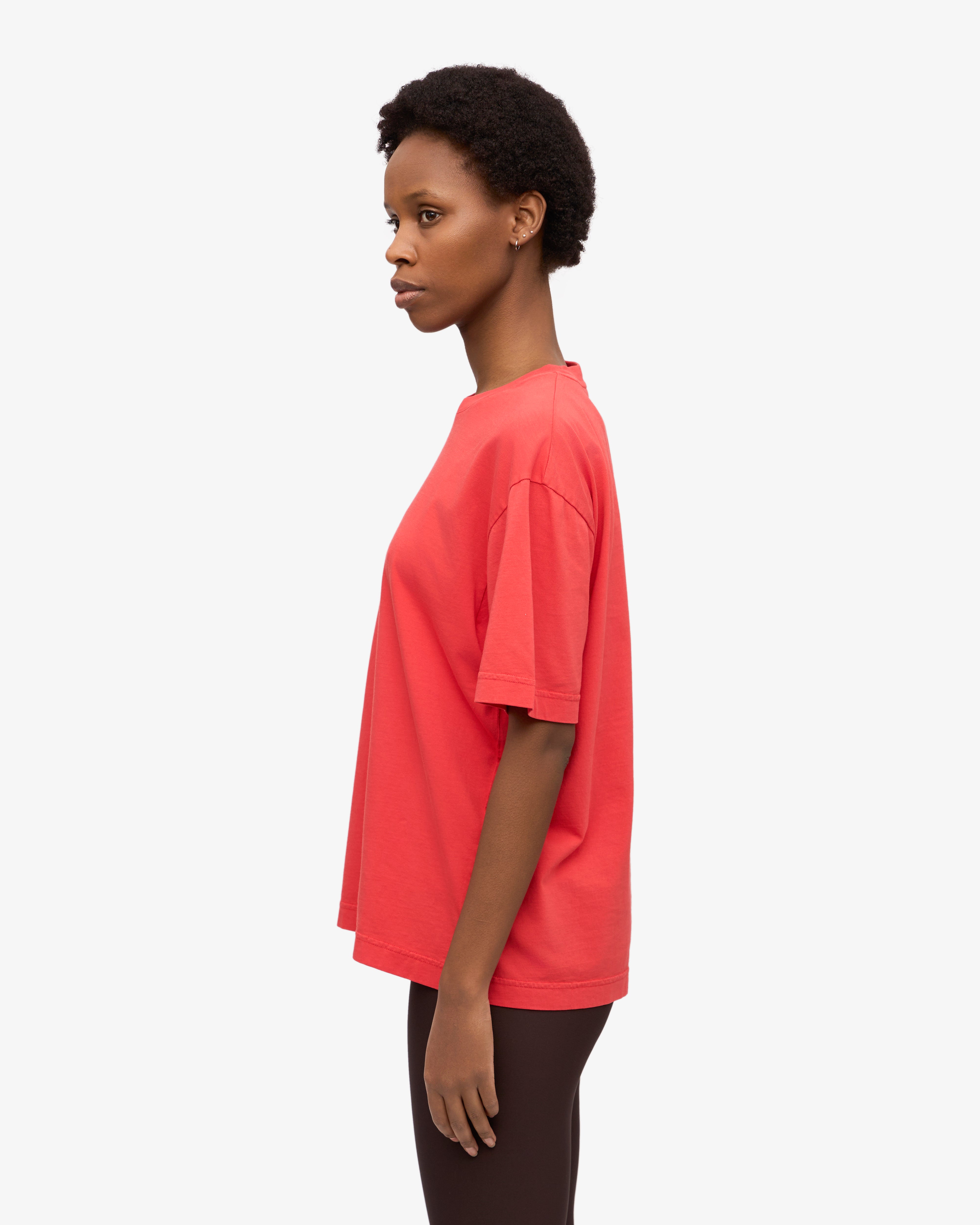 Oversized Organic T-Shirt - Red Tangerine XS