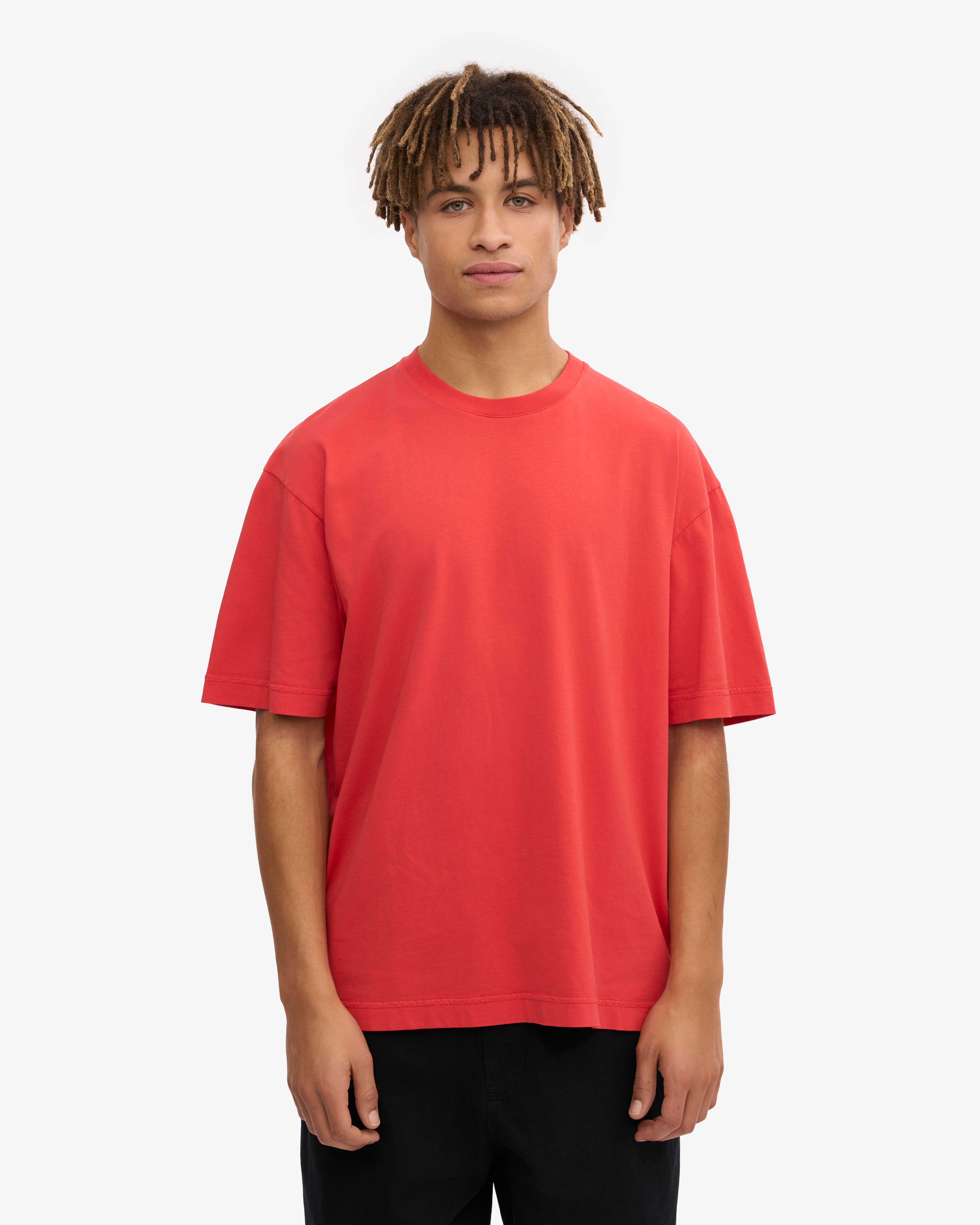Oversized Organic T-Shirt - Red Tangerine XS