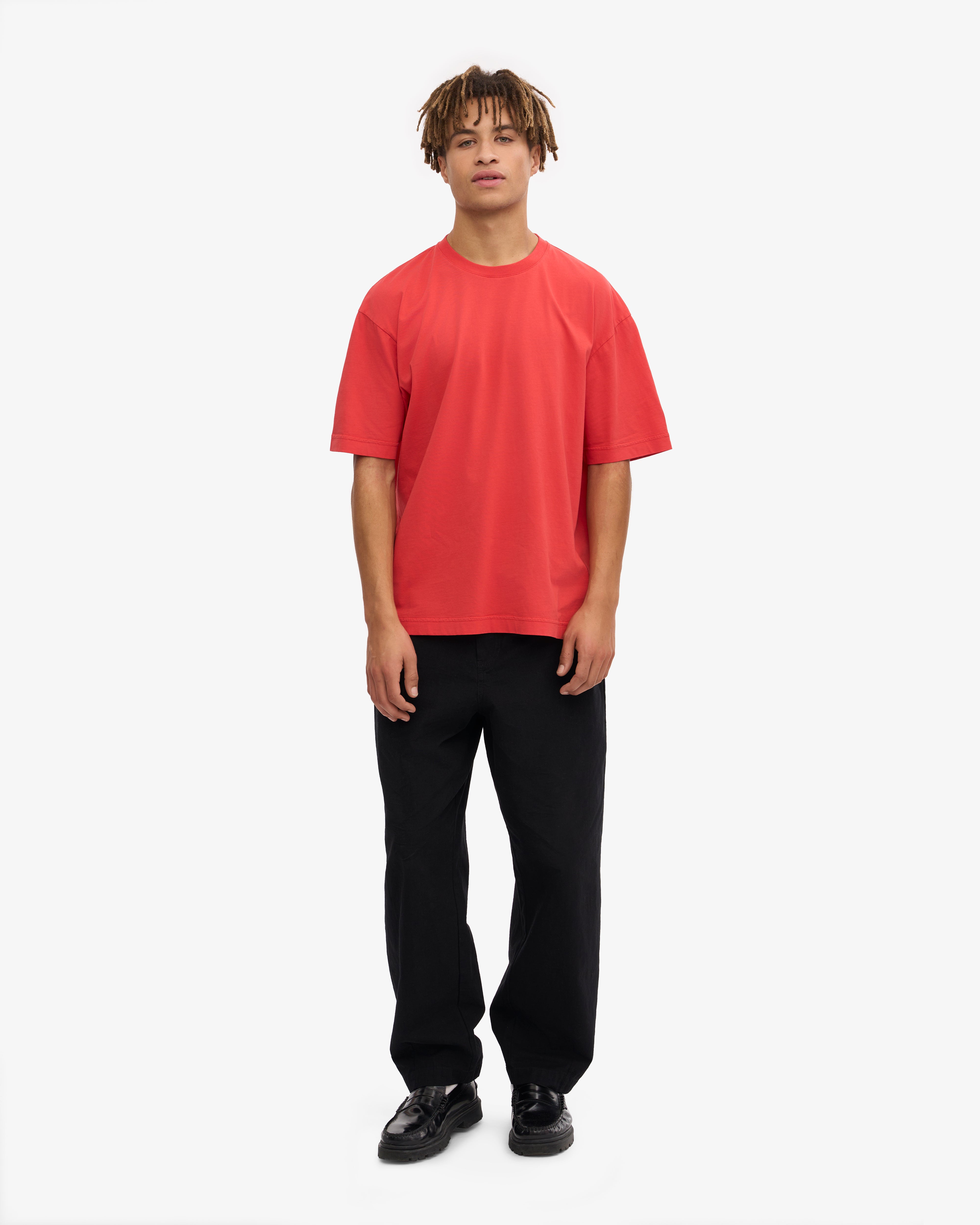 Oversized Organic T-Shirt - Red Tangerine XS