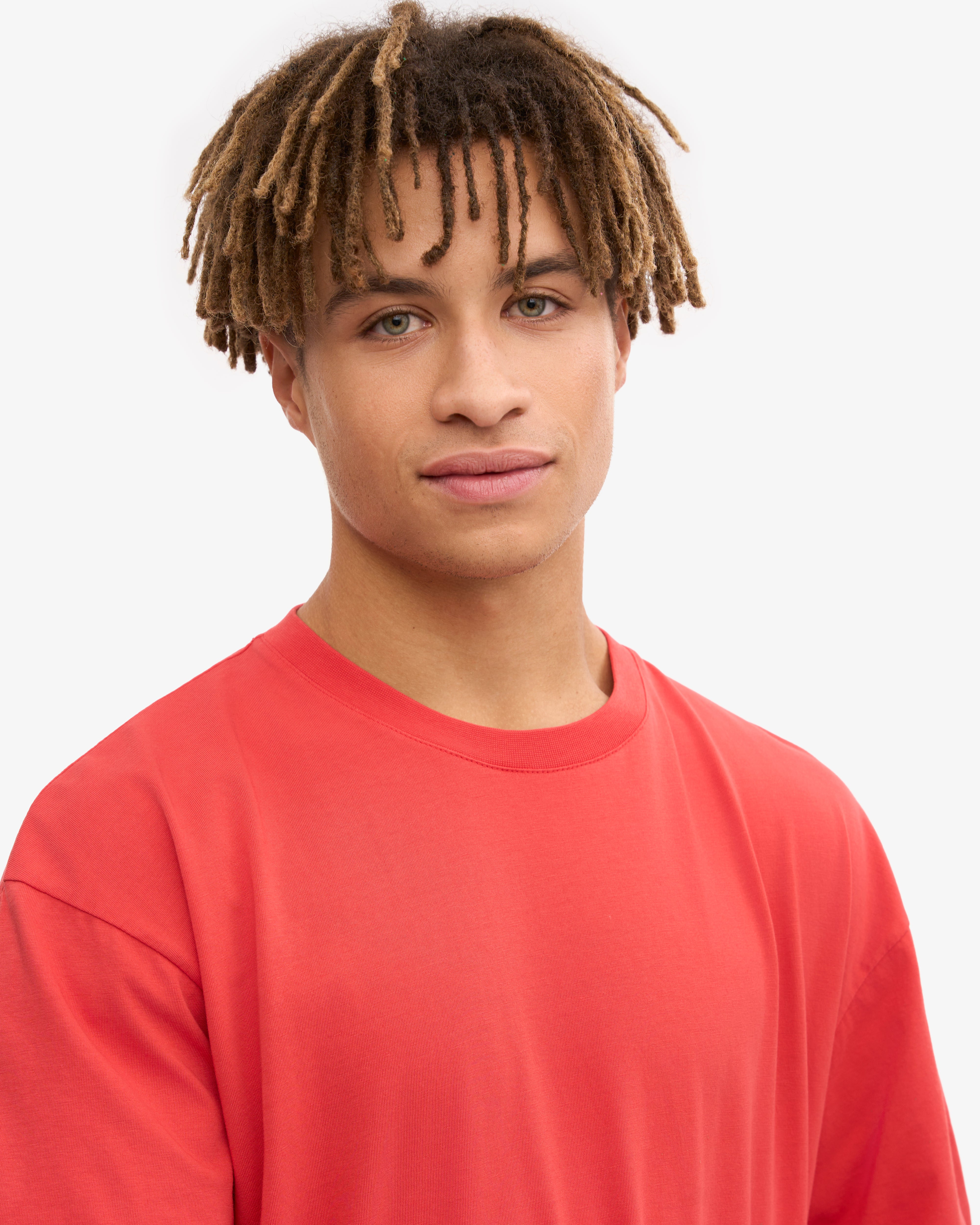 Oversized Organic T-Shirt - Red Tangerine XS