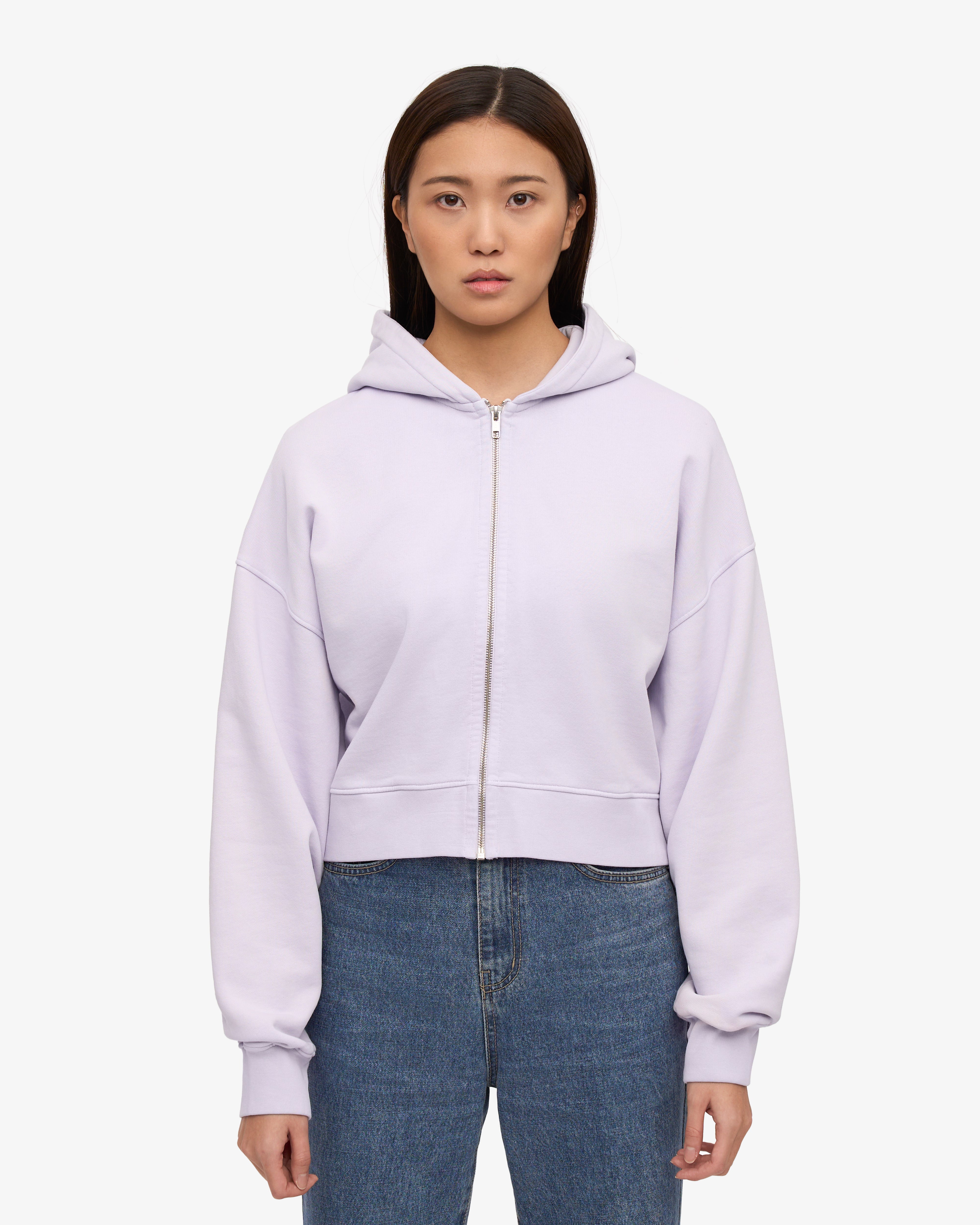 Organic Crop Zip Hood - Soft Lavender