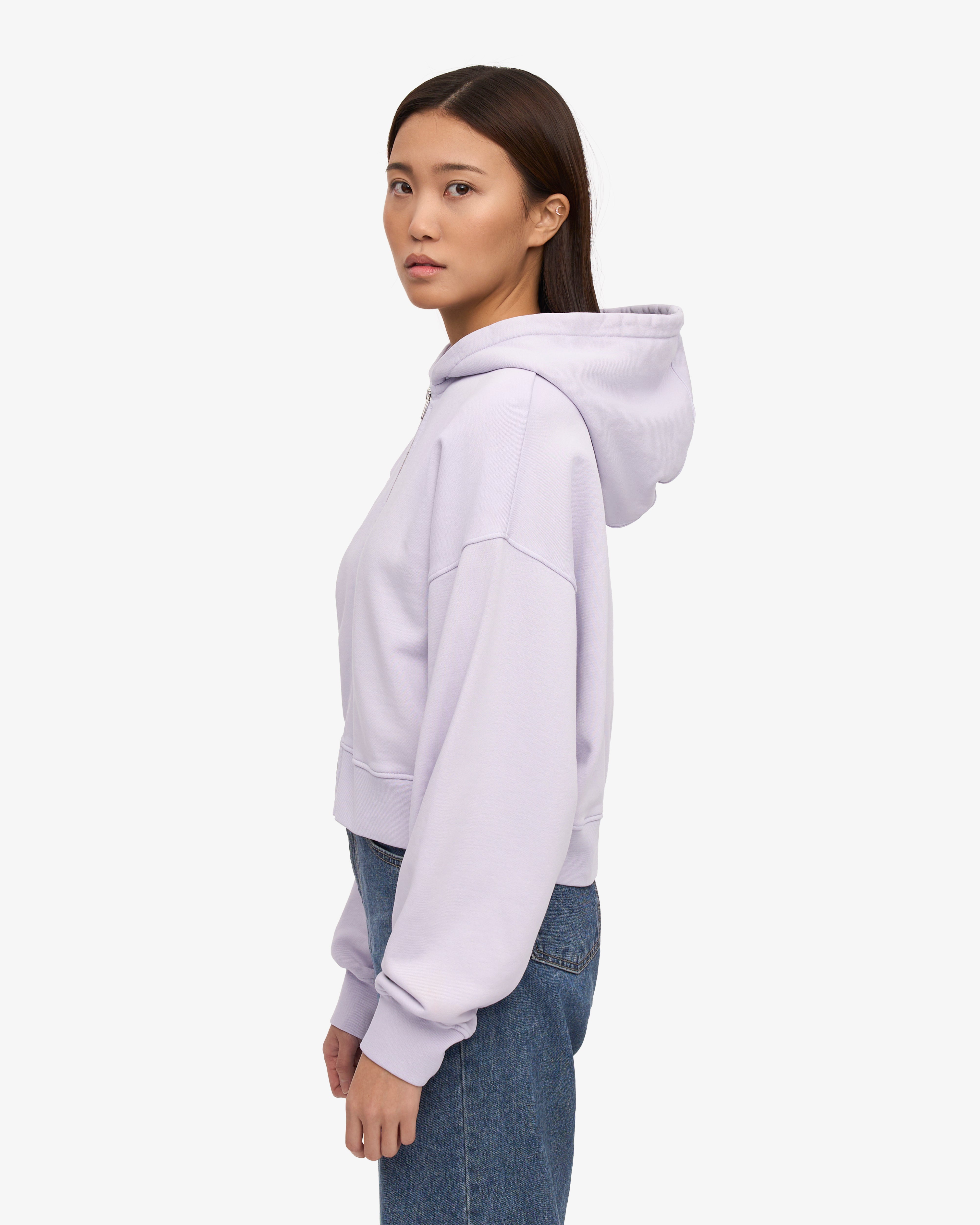 Organic Crop Zip Hood - Soft Lavender