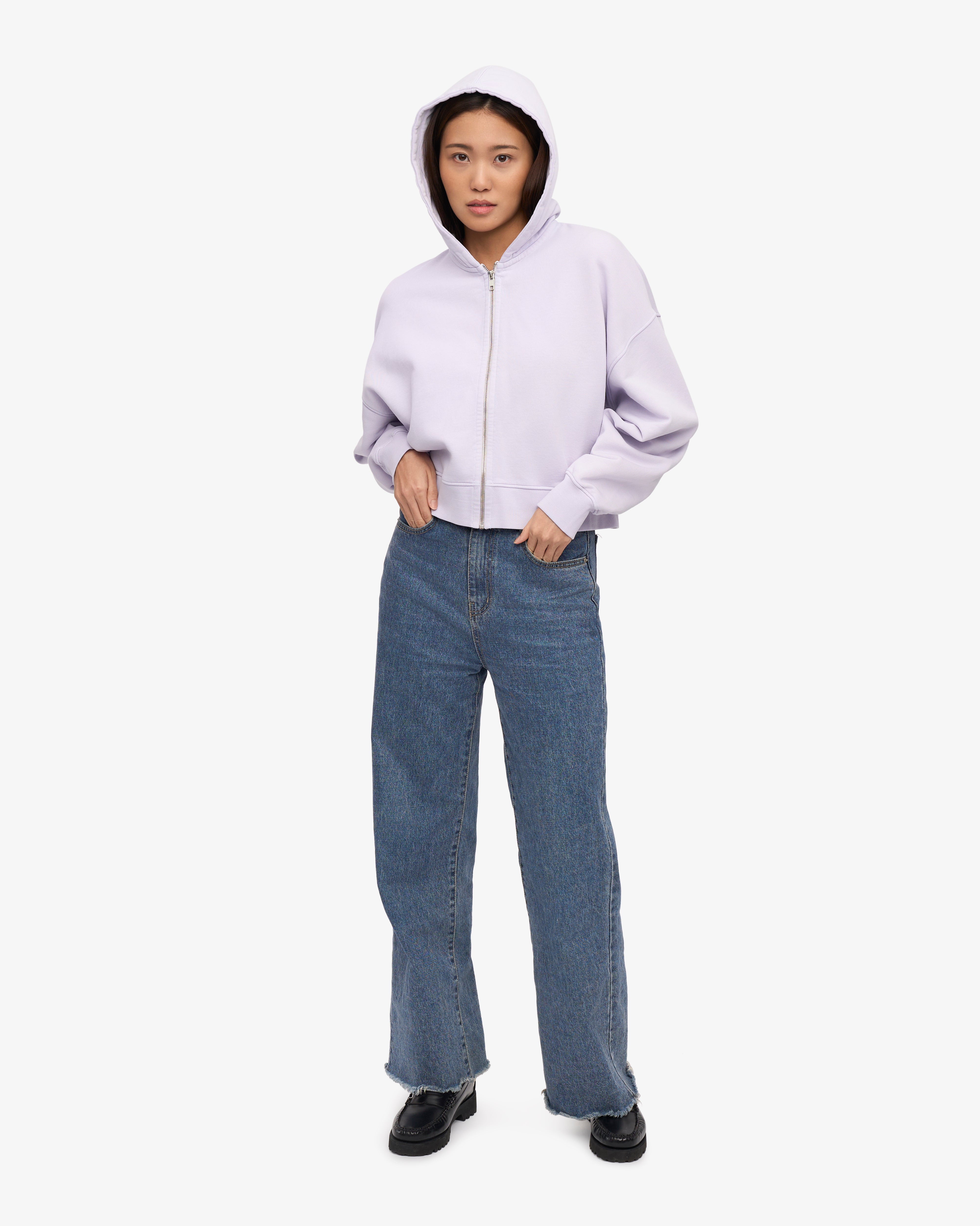Organic Crop Zip Hood - Soft Lavender