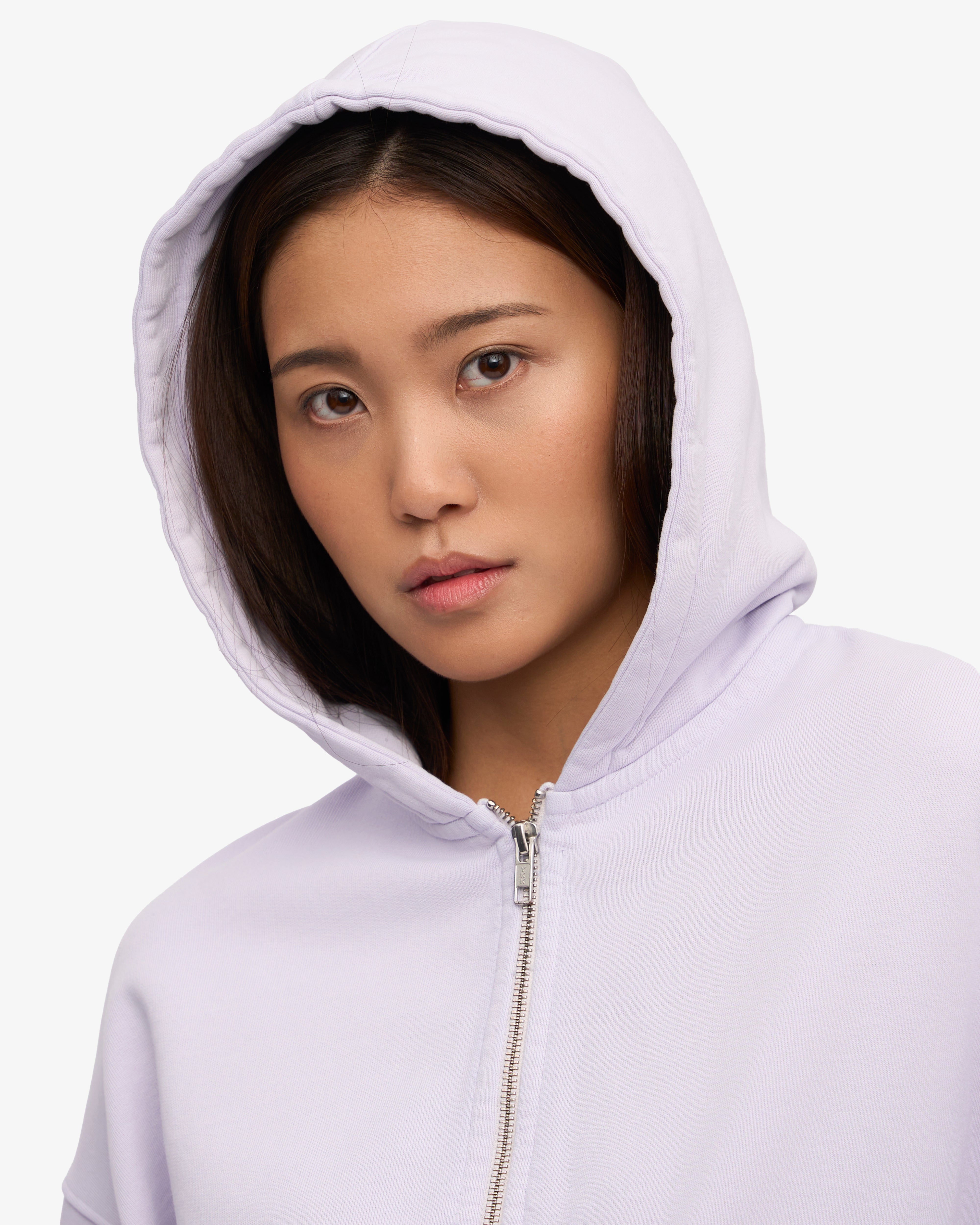 Organic Crop Zip Hood - Soft Lavender
