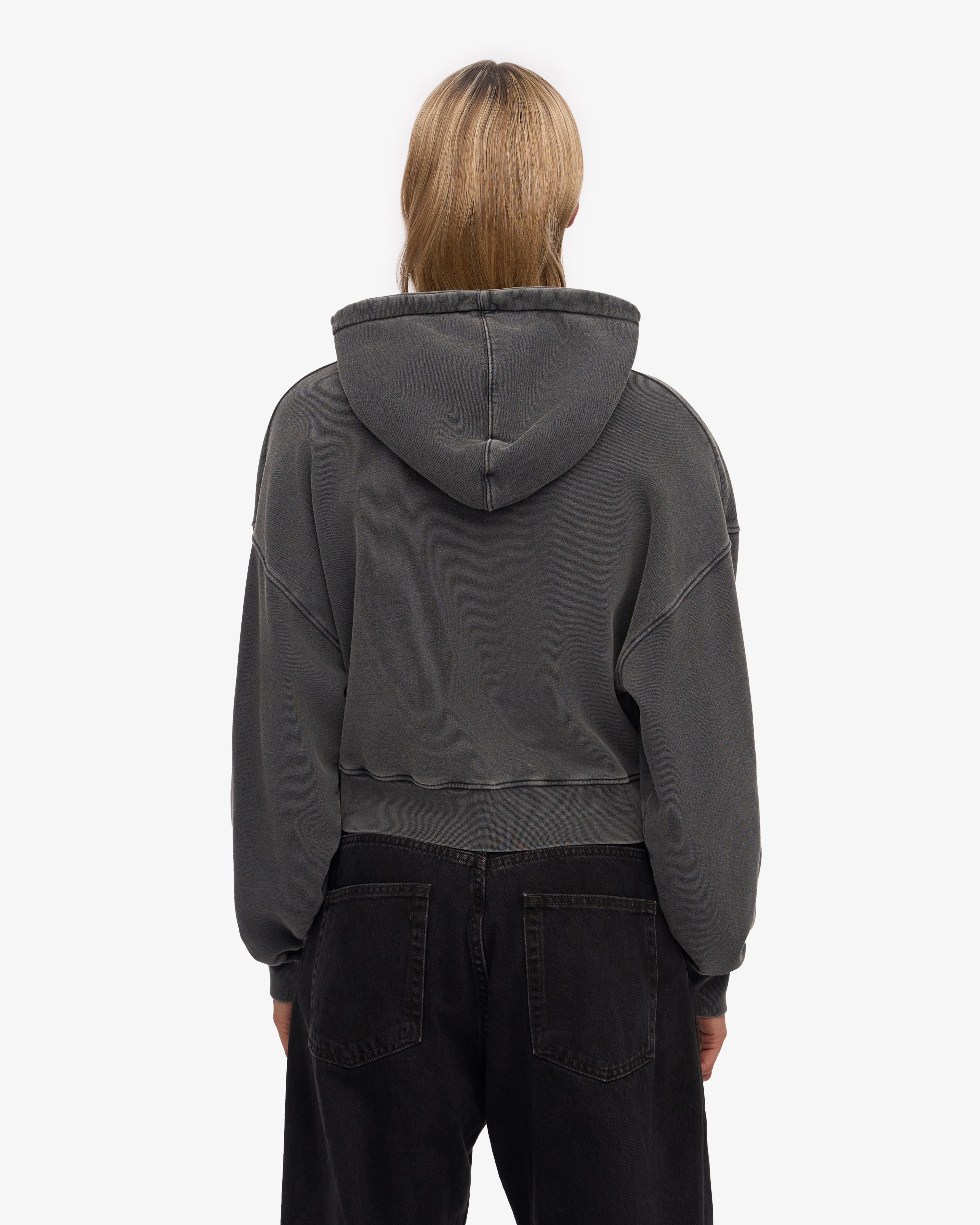 Organic Crop Zip Hood - Faded Black