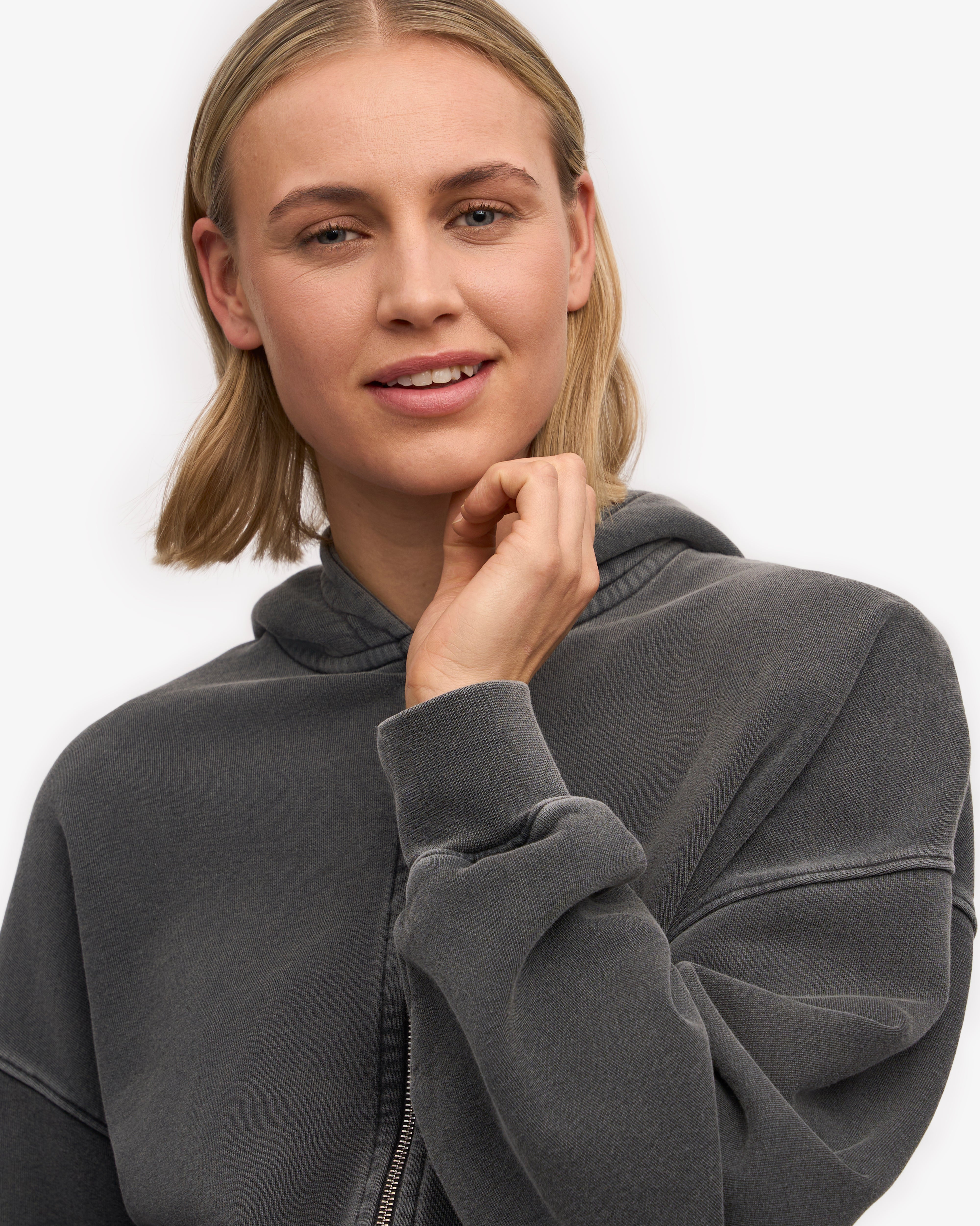 Organic Crop Zip Hood - Faded Black