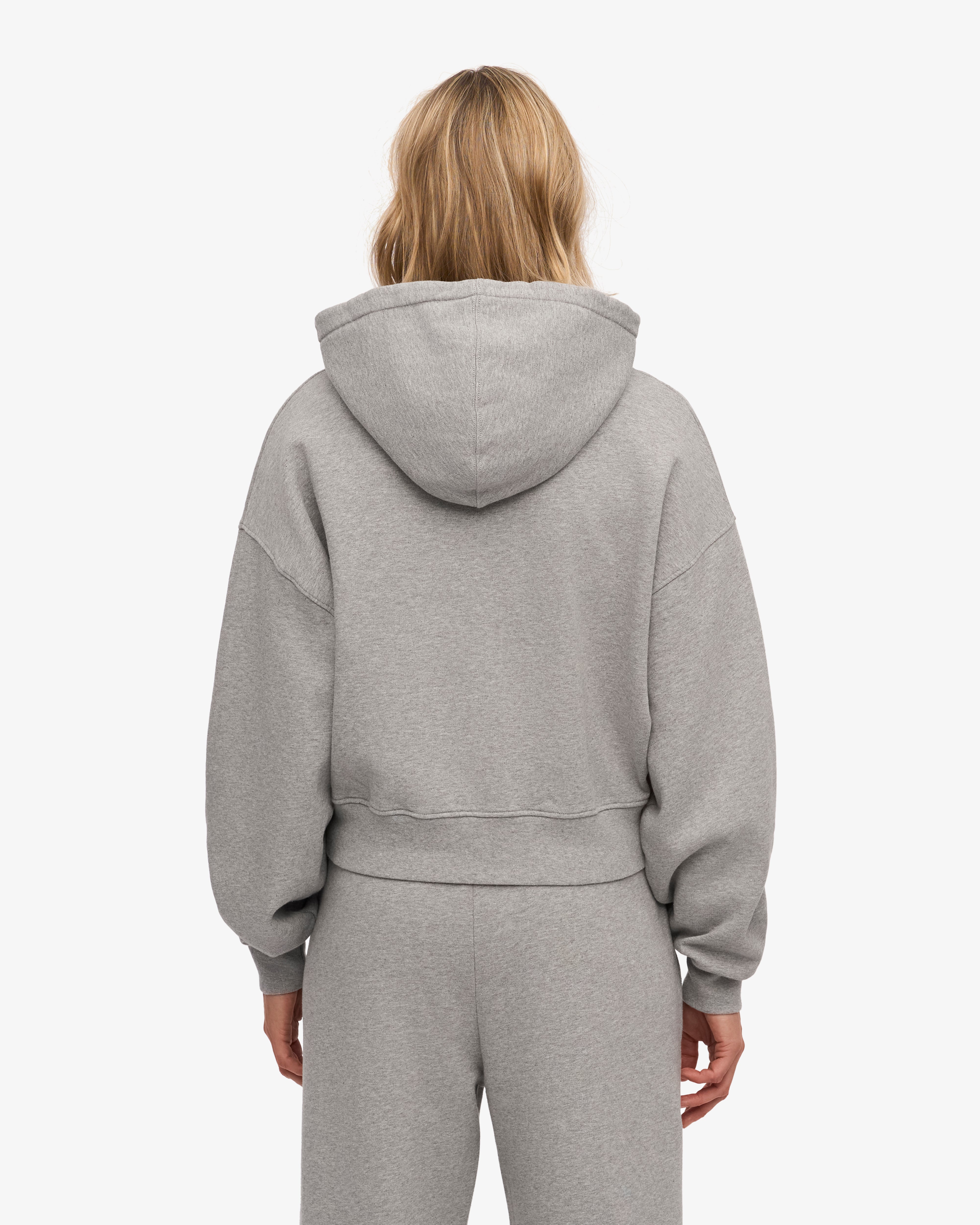 Organic Crop Zip Hood - Heather Grey