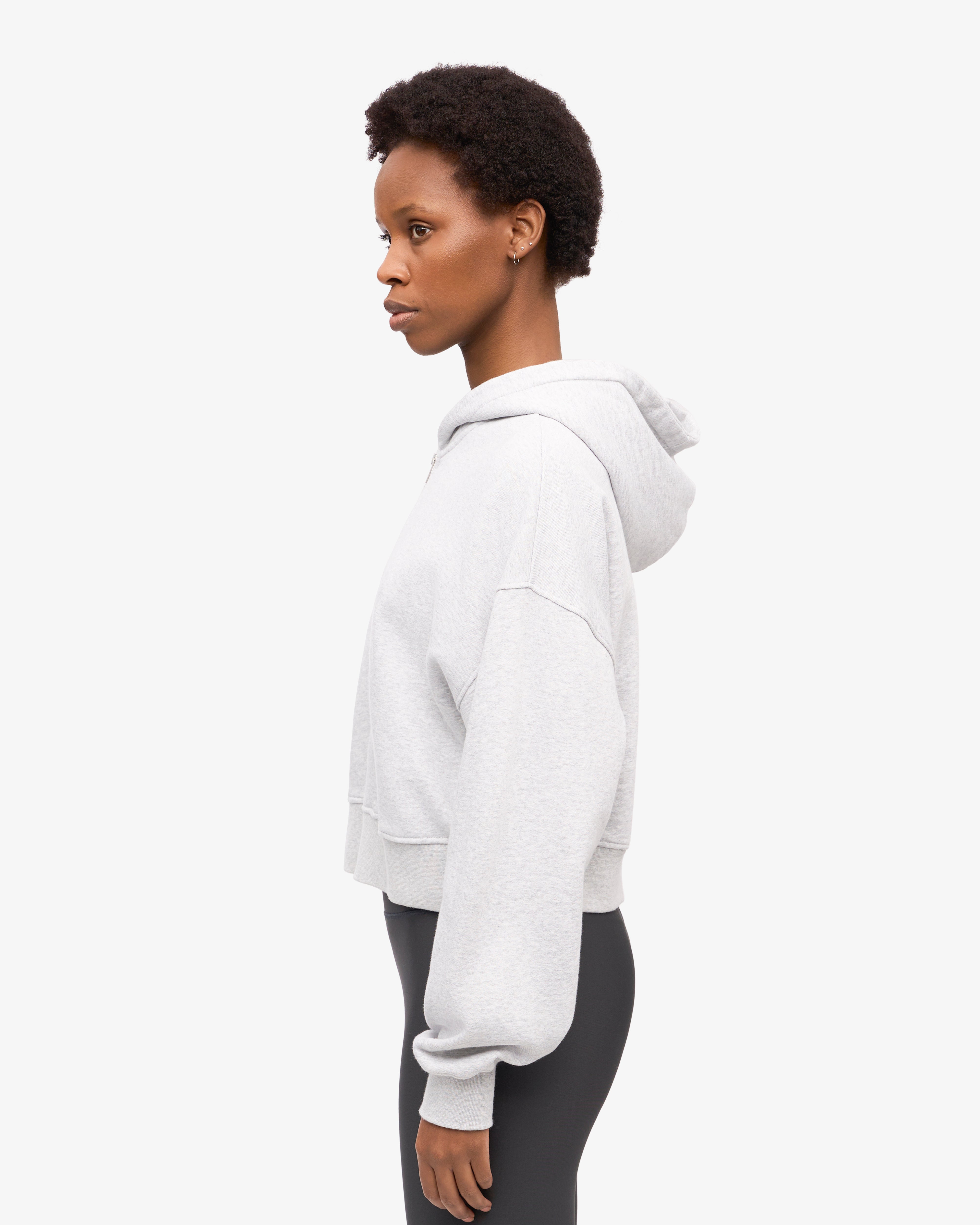Organic Crop Zip Hood - Snow Melange