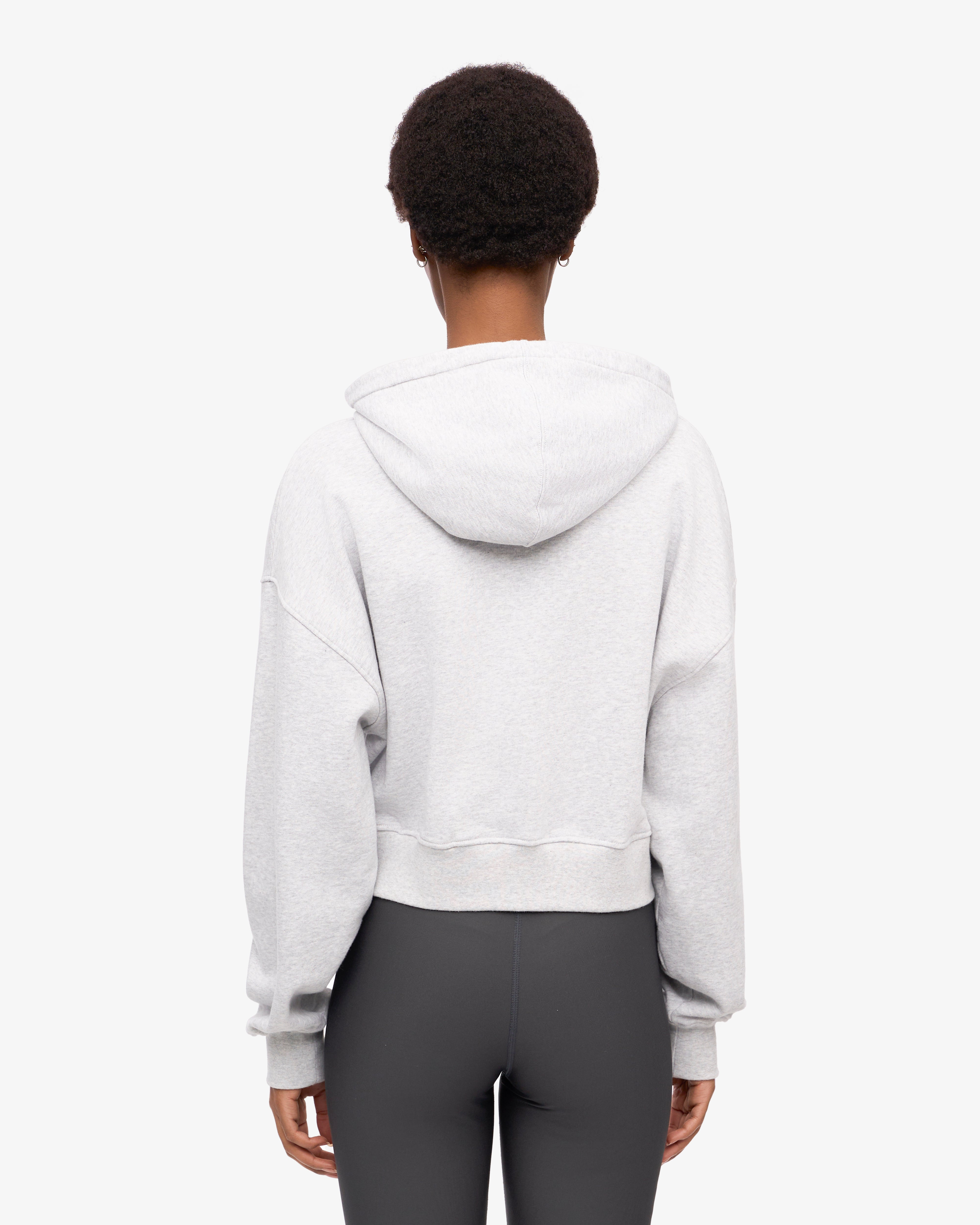 Organic Crop Zip Hood - Snow Melange