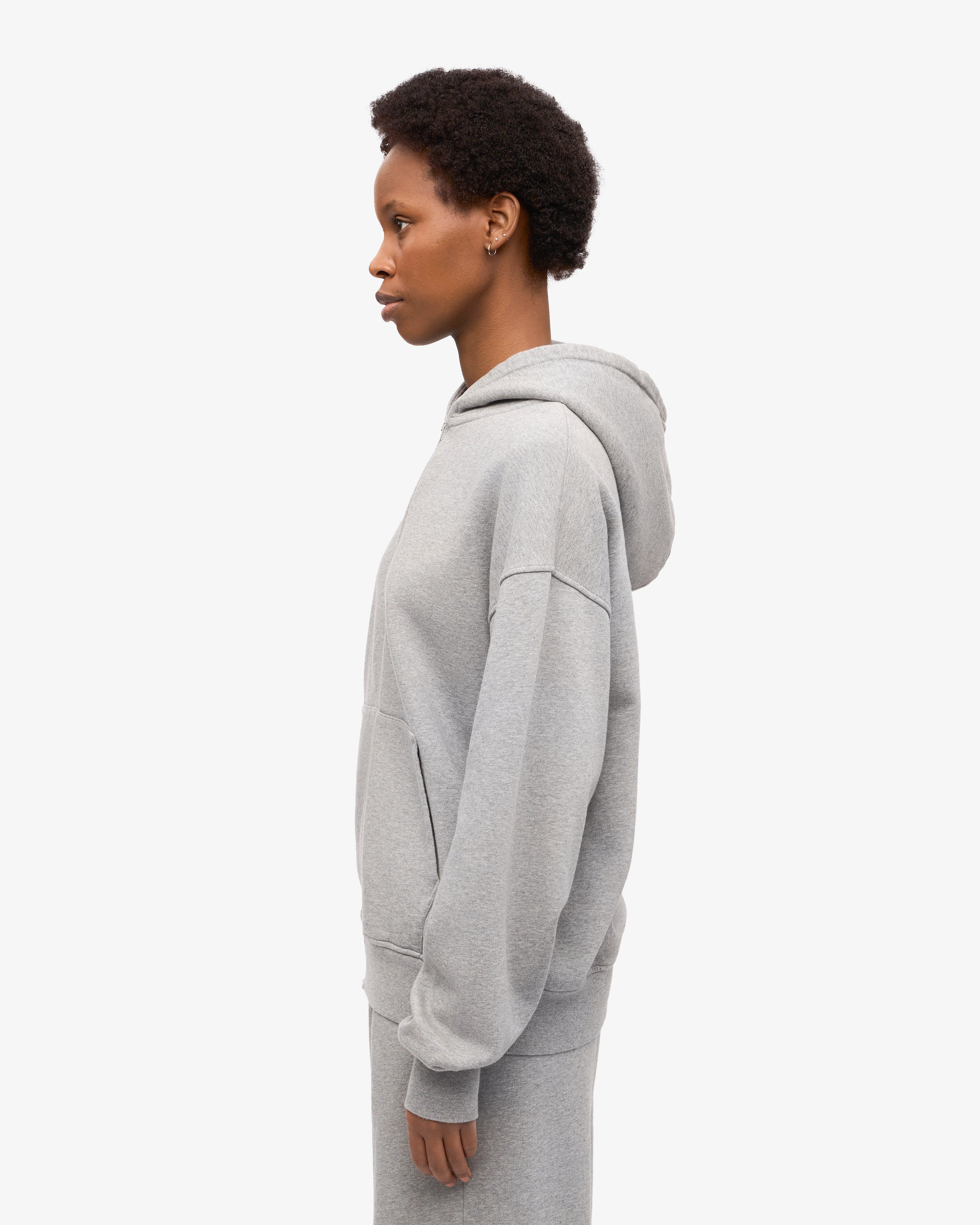 Organic Oversized Zip Hood - Heather Grey
