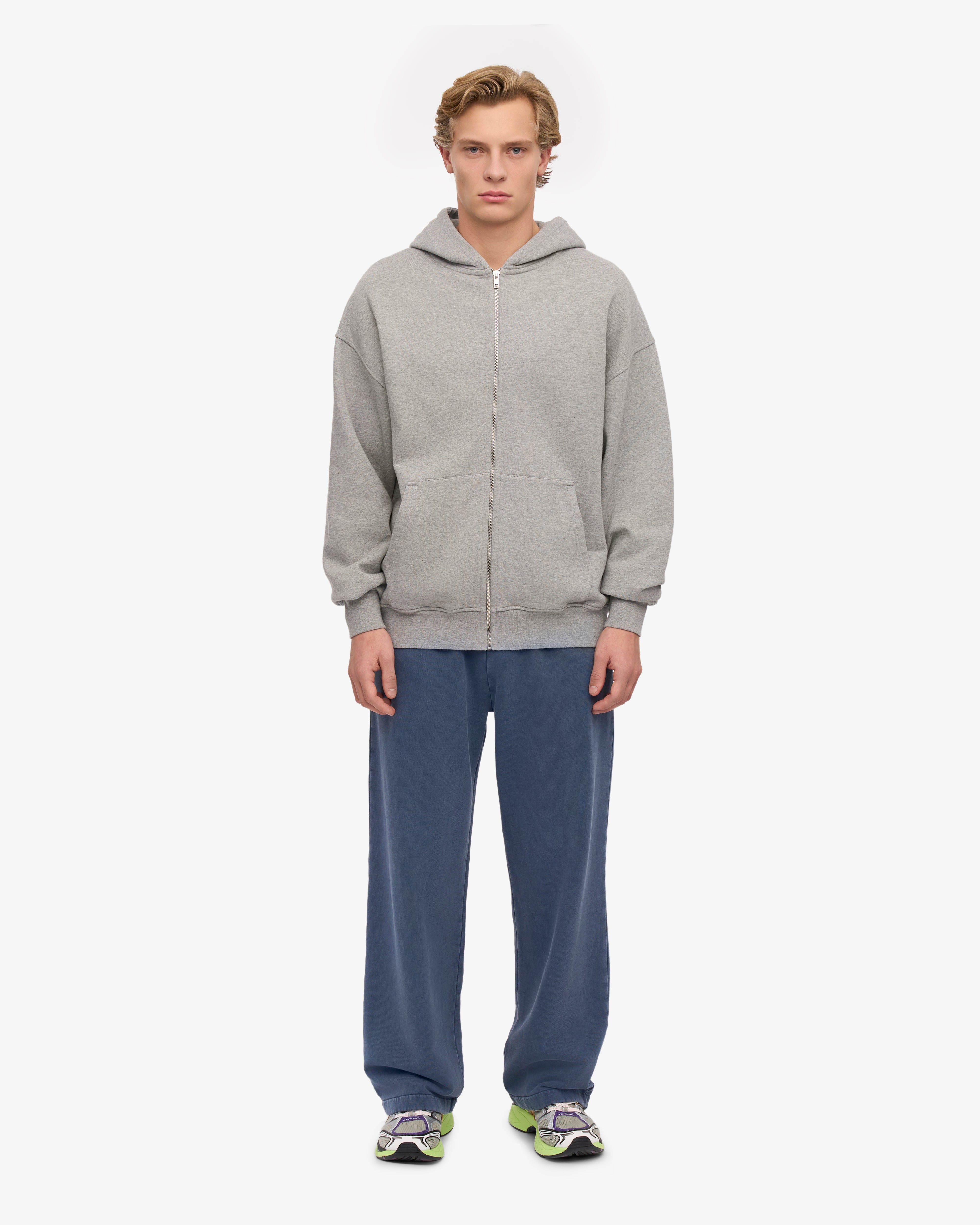 Organic Oversized Zip Hood - Heather Grey