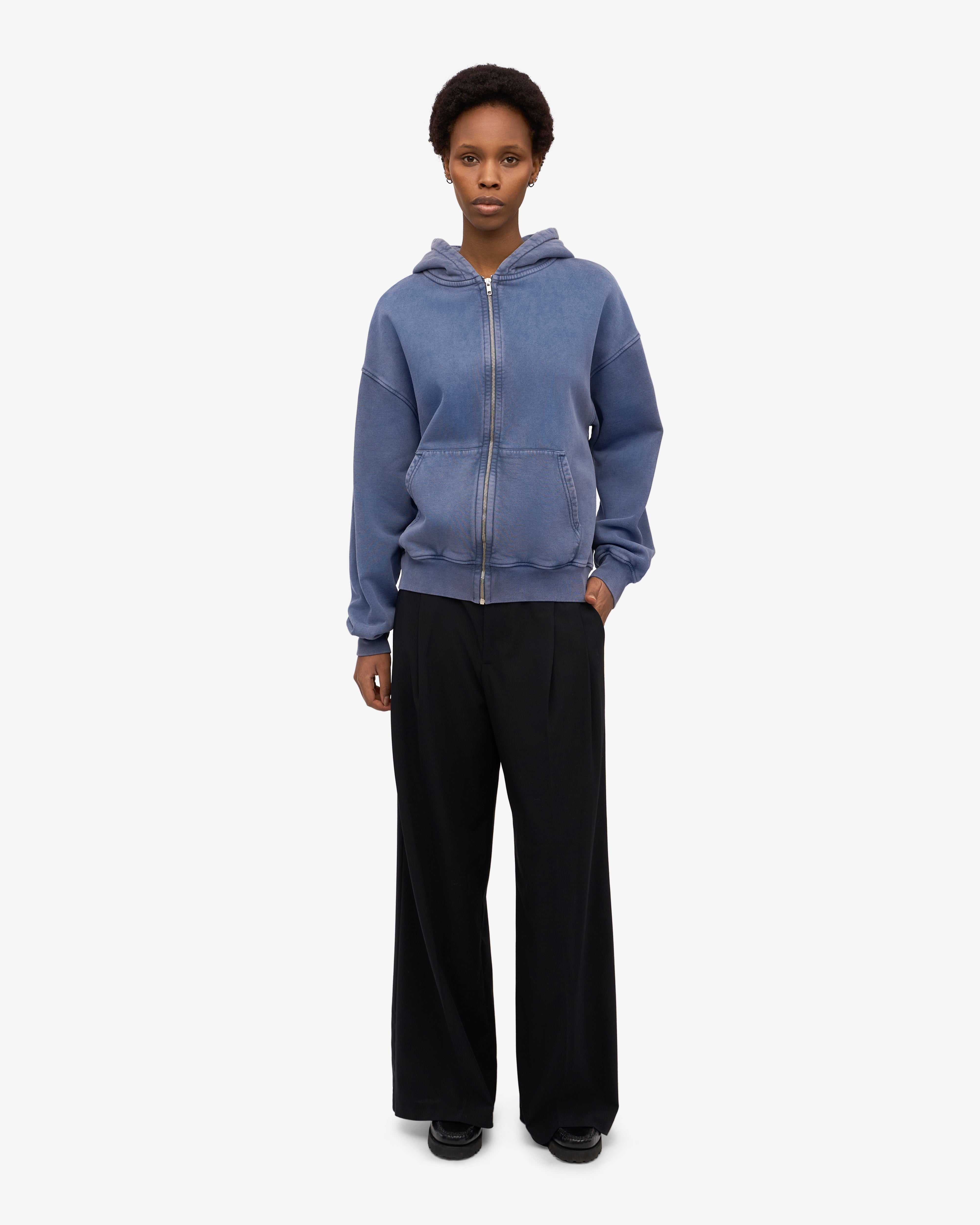Organic Oversized Zip Hood - Neptune Blue