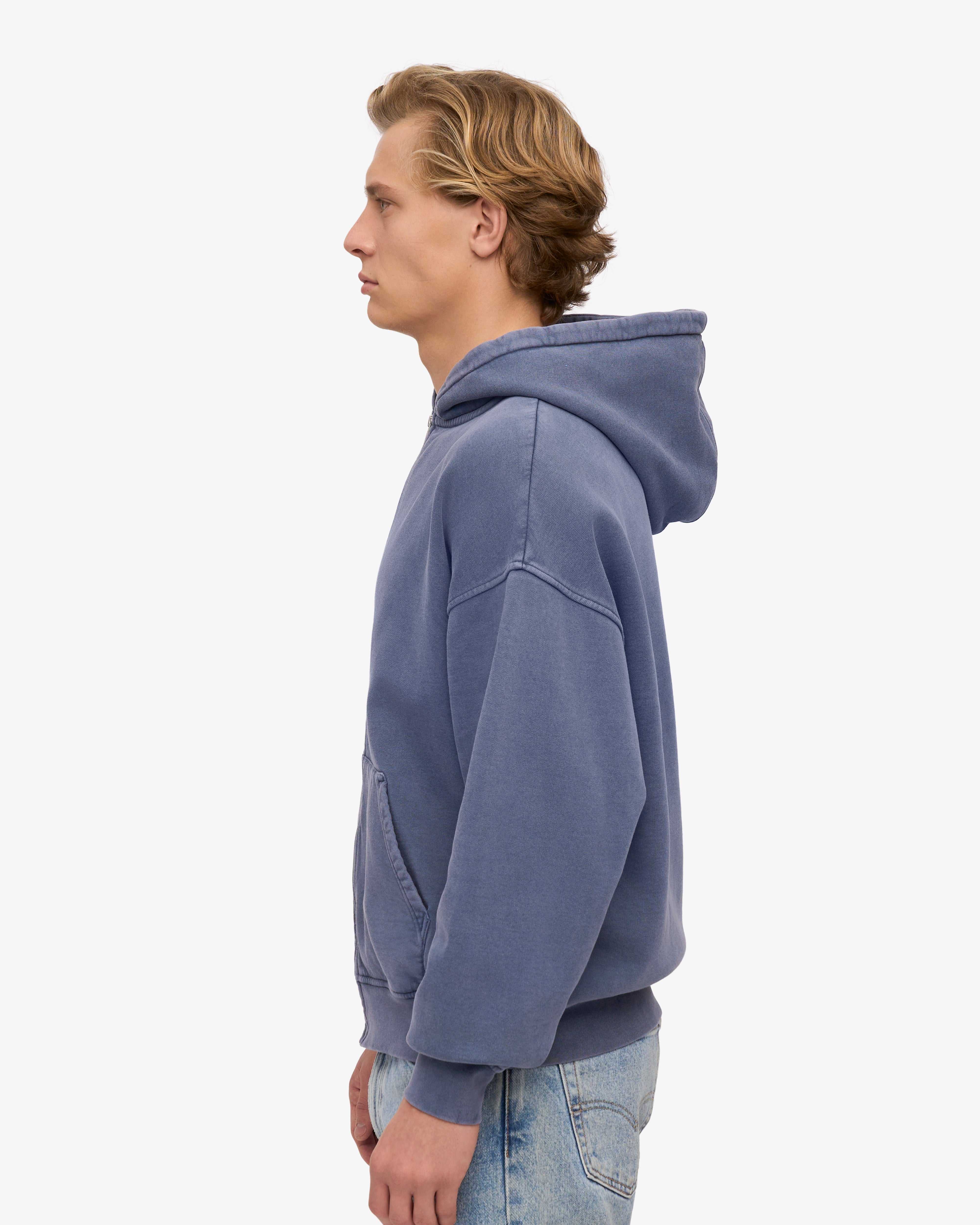 Organic Oversized Zip Hood - Neptune Blue