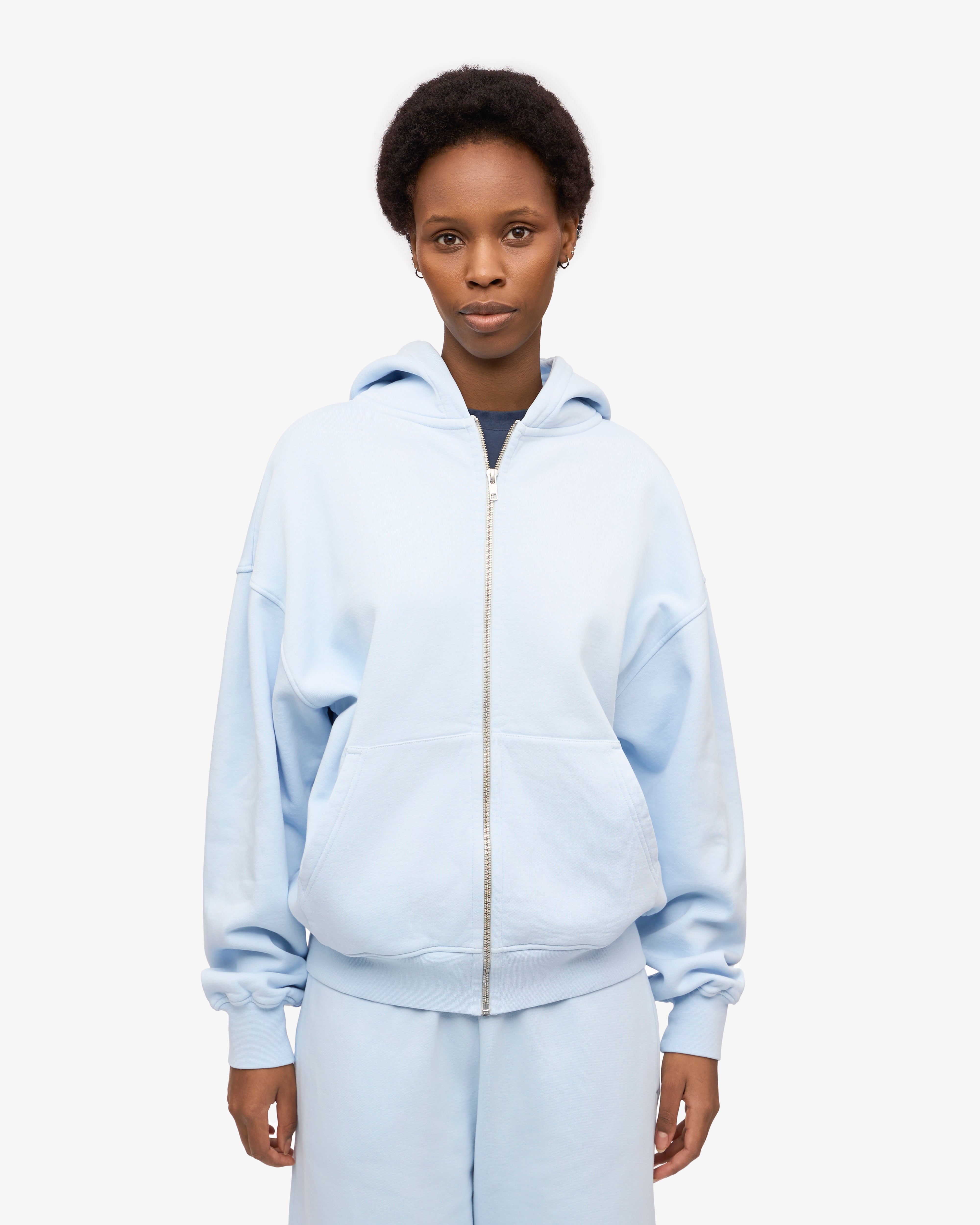 Organic Oversized Zip Hood - Polar Blue