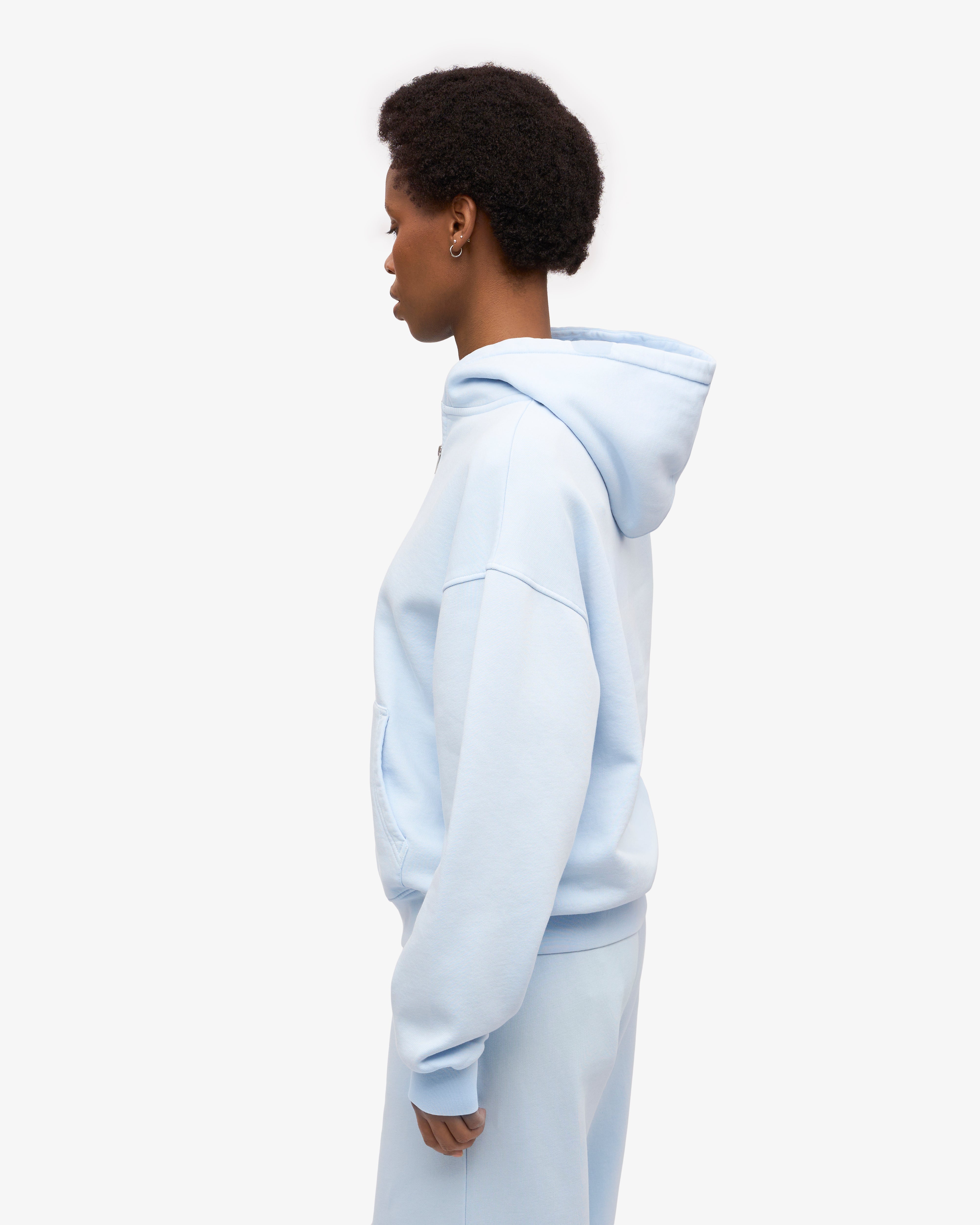 Organic Oversized Zip Hood - Polar Blue