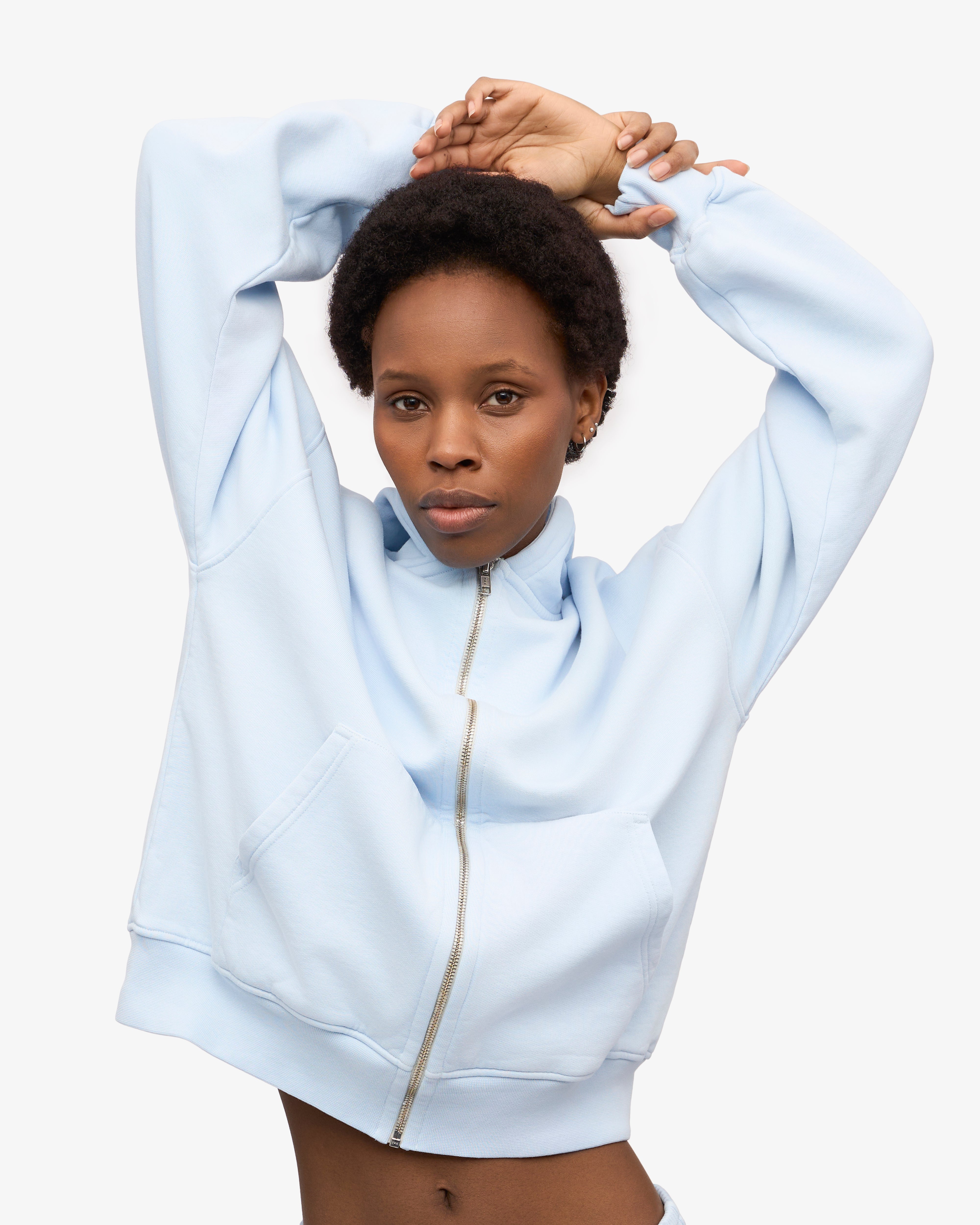 Organic Oversized Zip Hood - Polar Blue