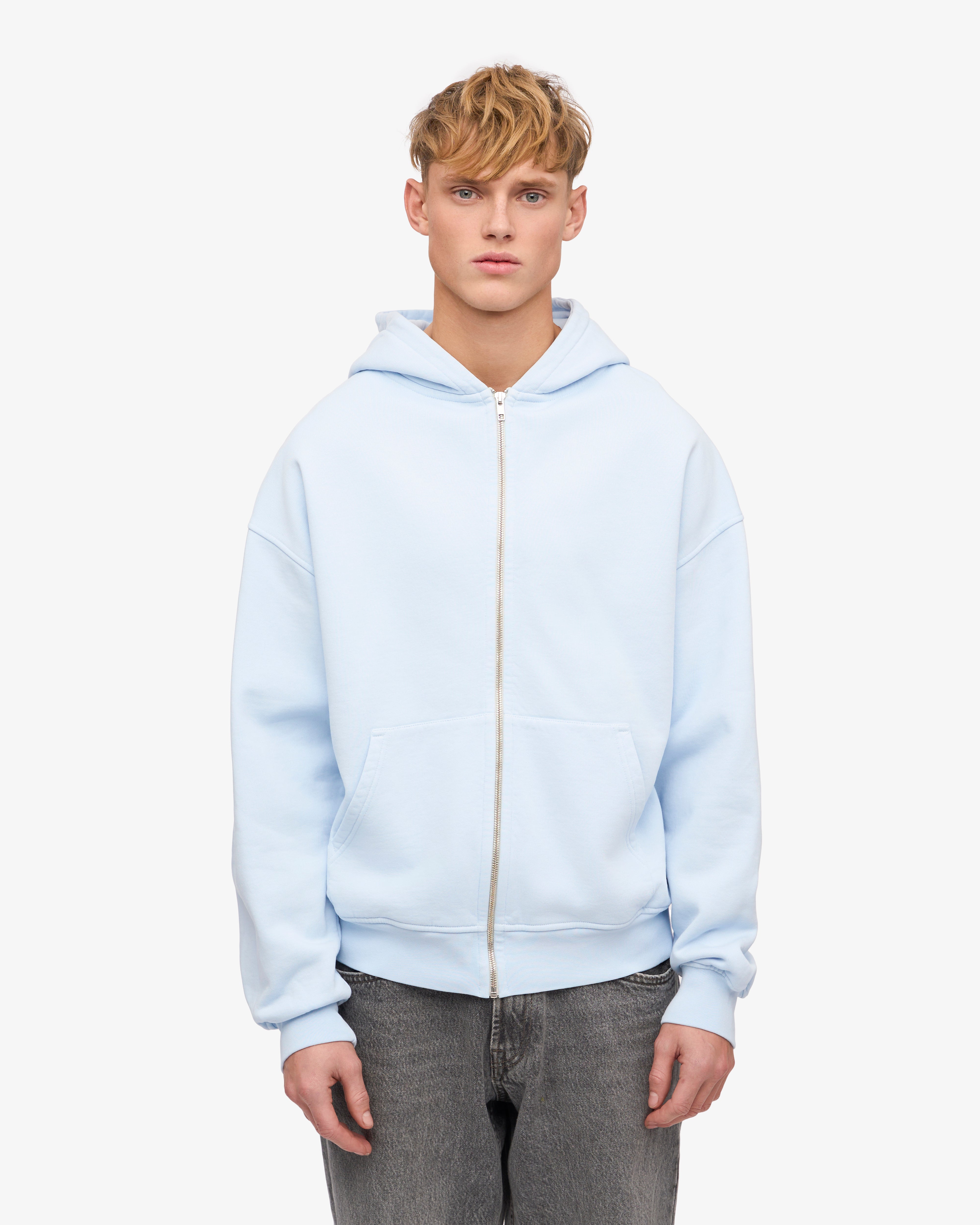 Organic Oversized Zip Hood - Polar Blue