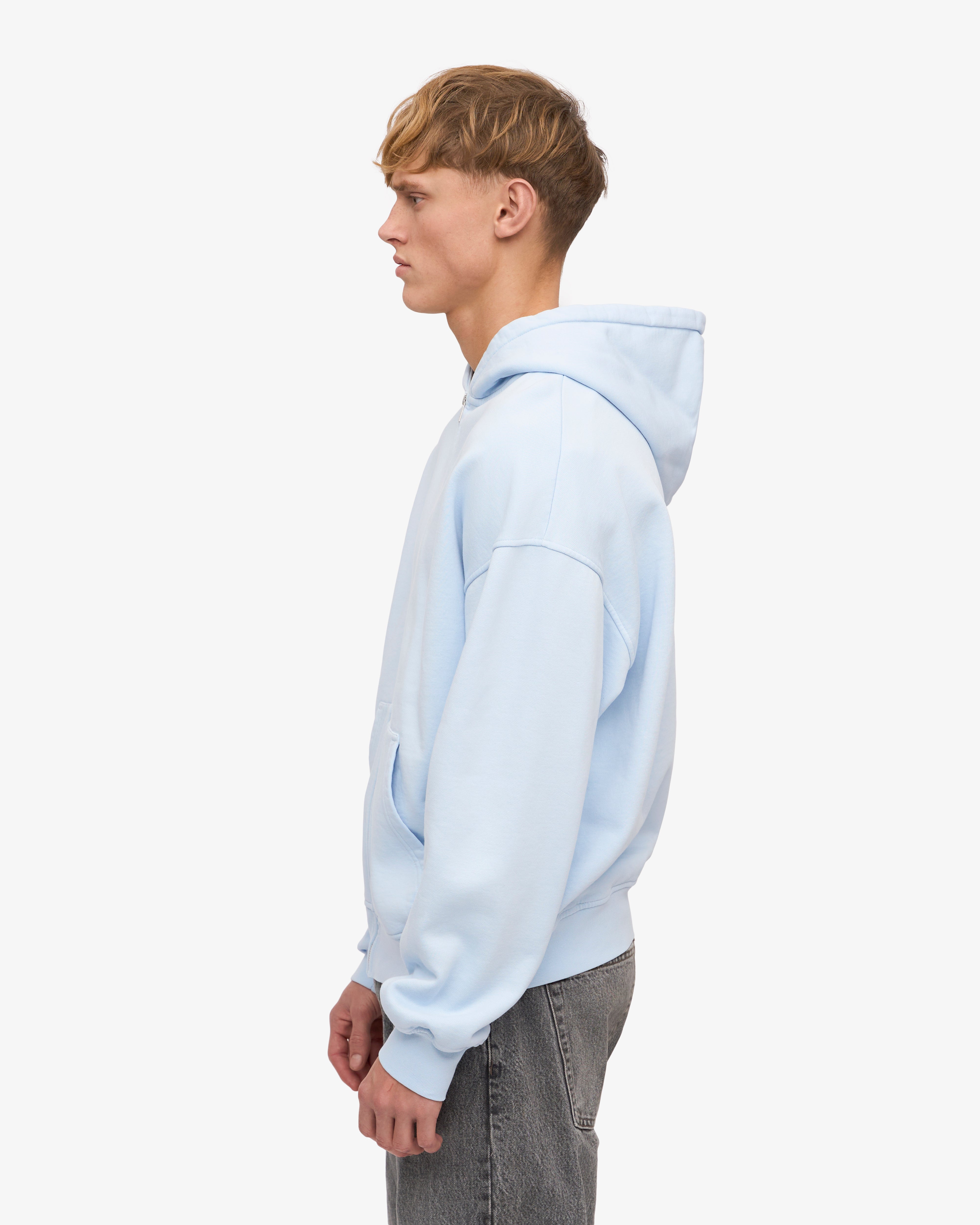 Organic Oversized Zip Hood - Polar Blue