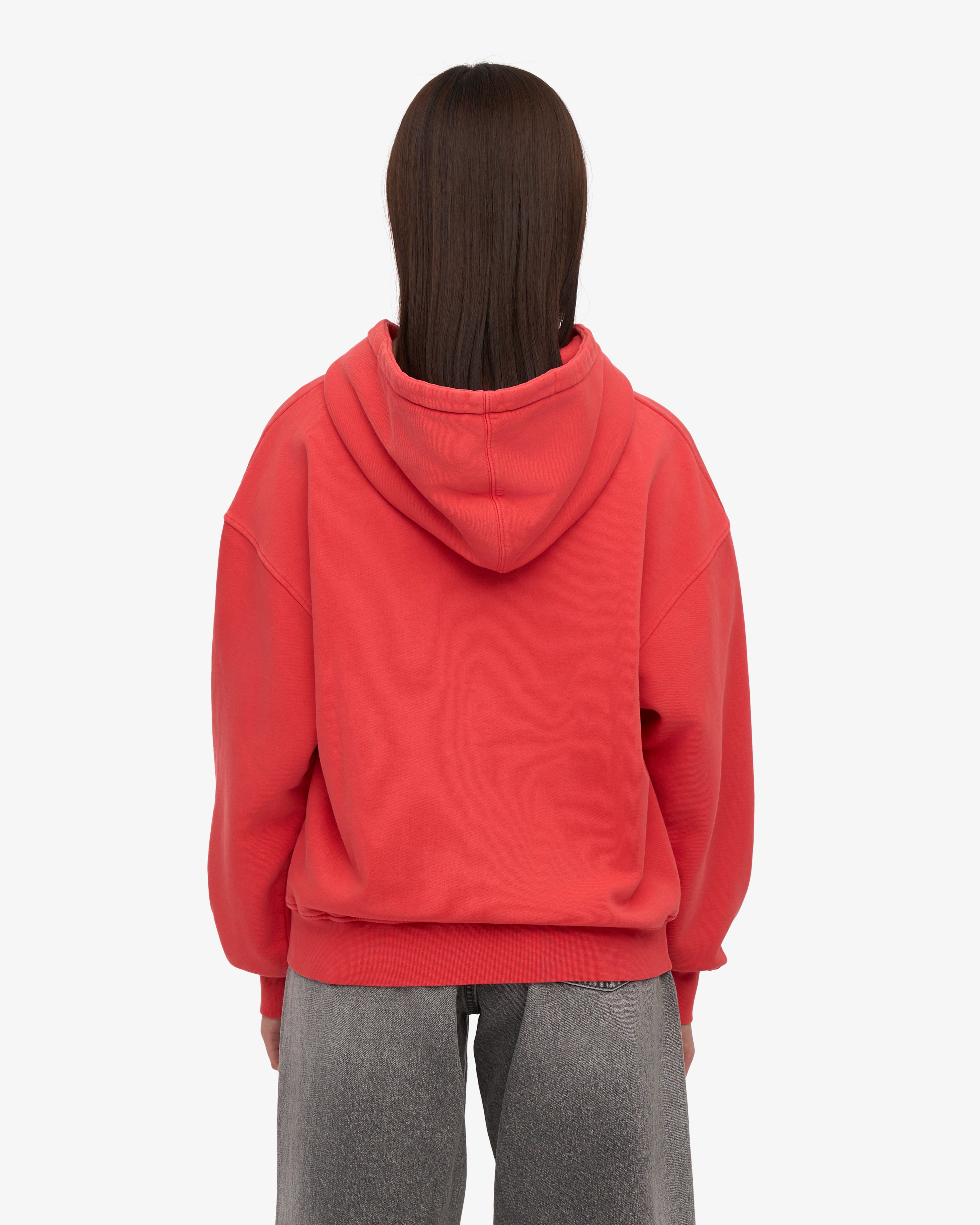 Organic Oversized Zip Hood - Red Tangerine