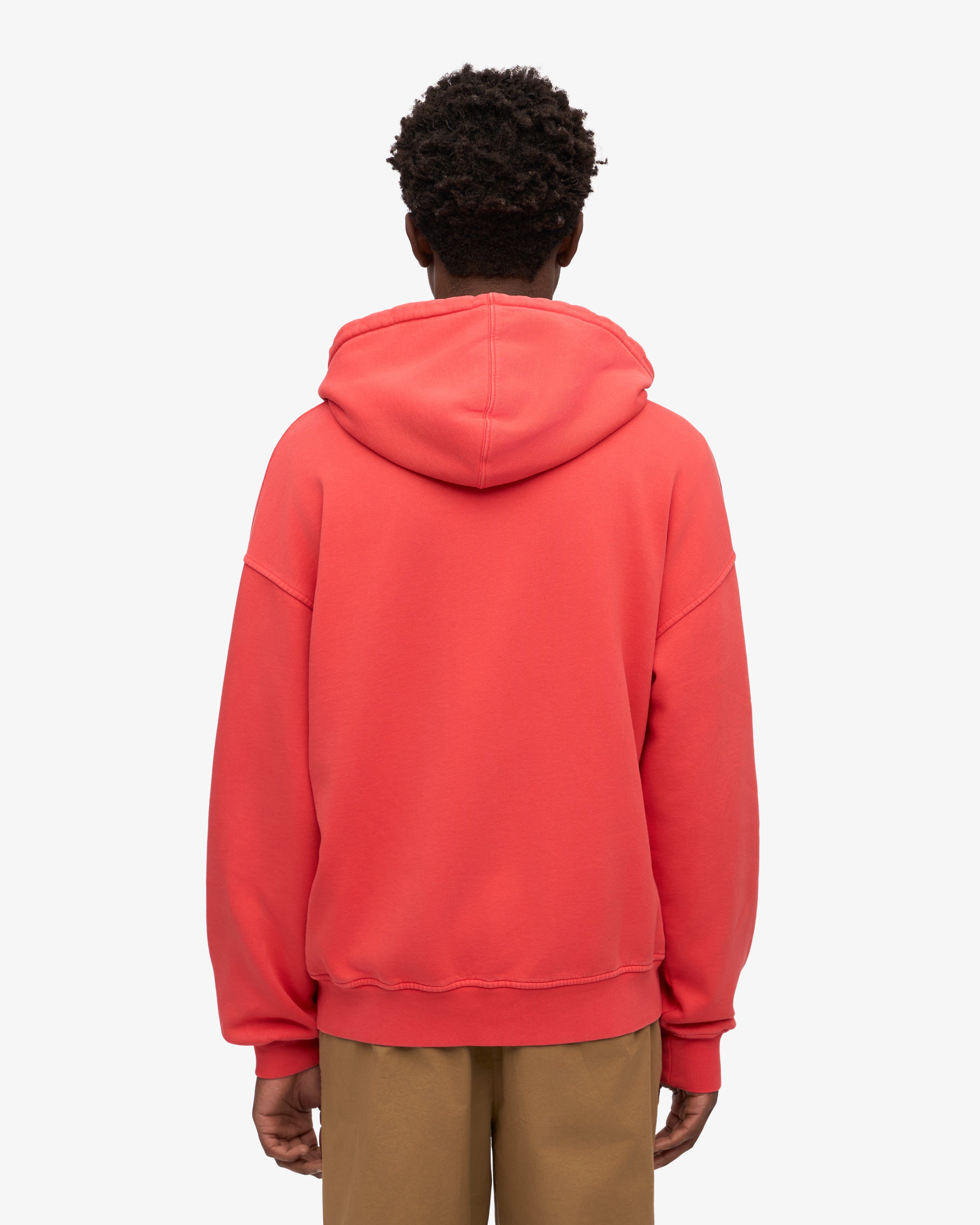 Organic Oversized Zip Hood - Red Tangerine