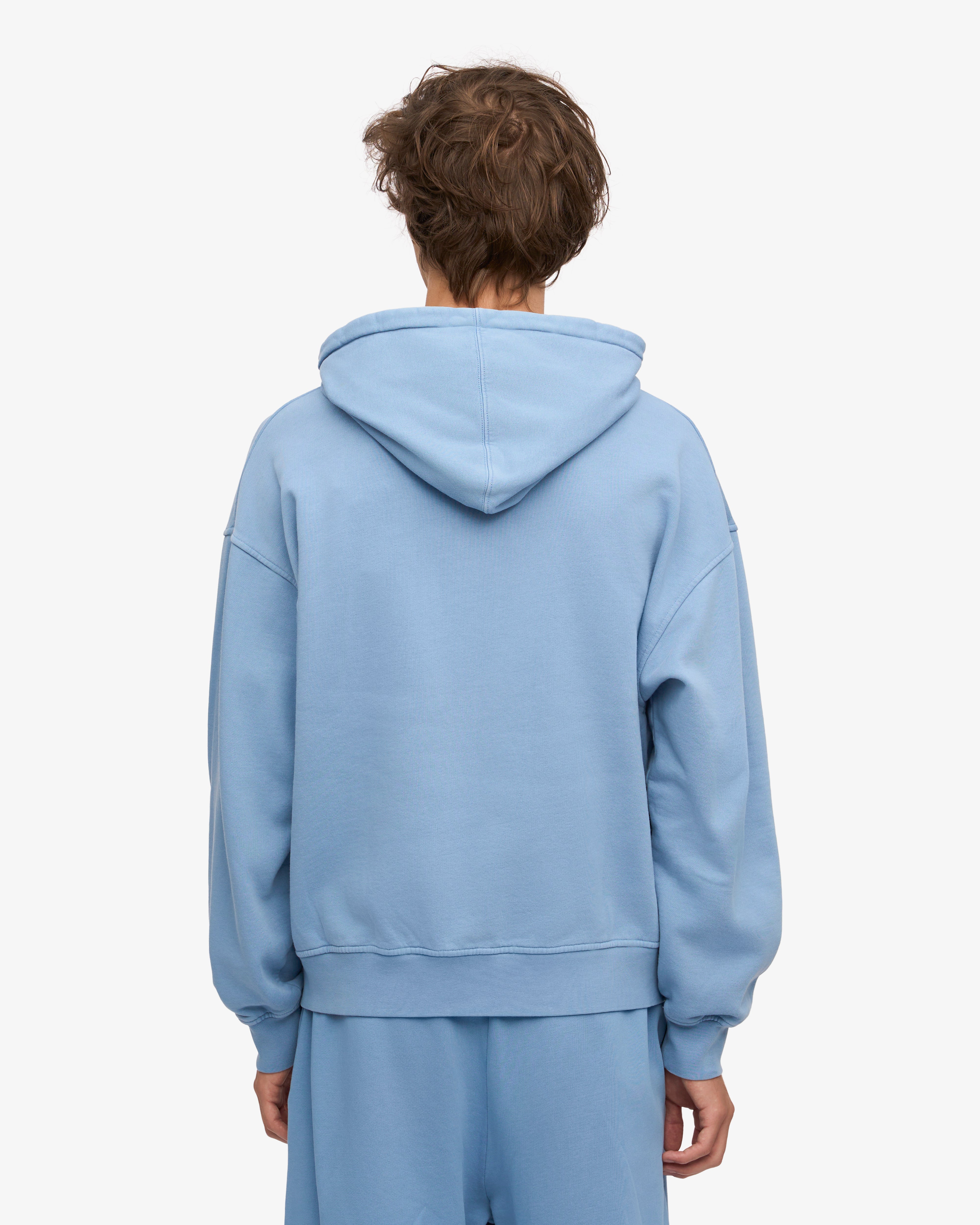 Organic Oversized Zip Hood - Seaside Blue