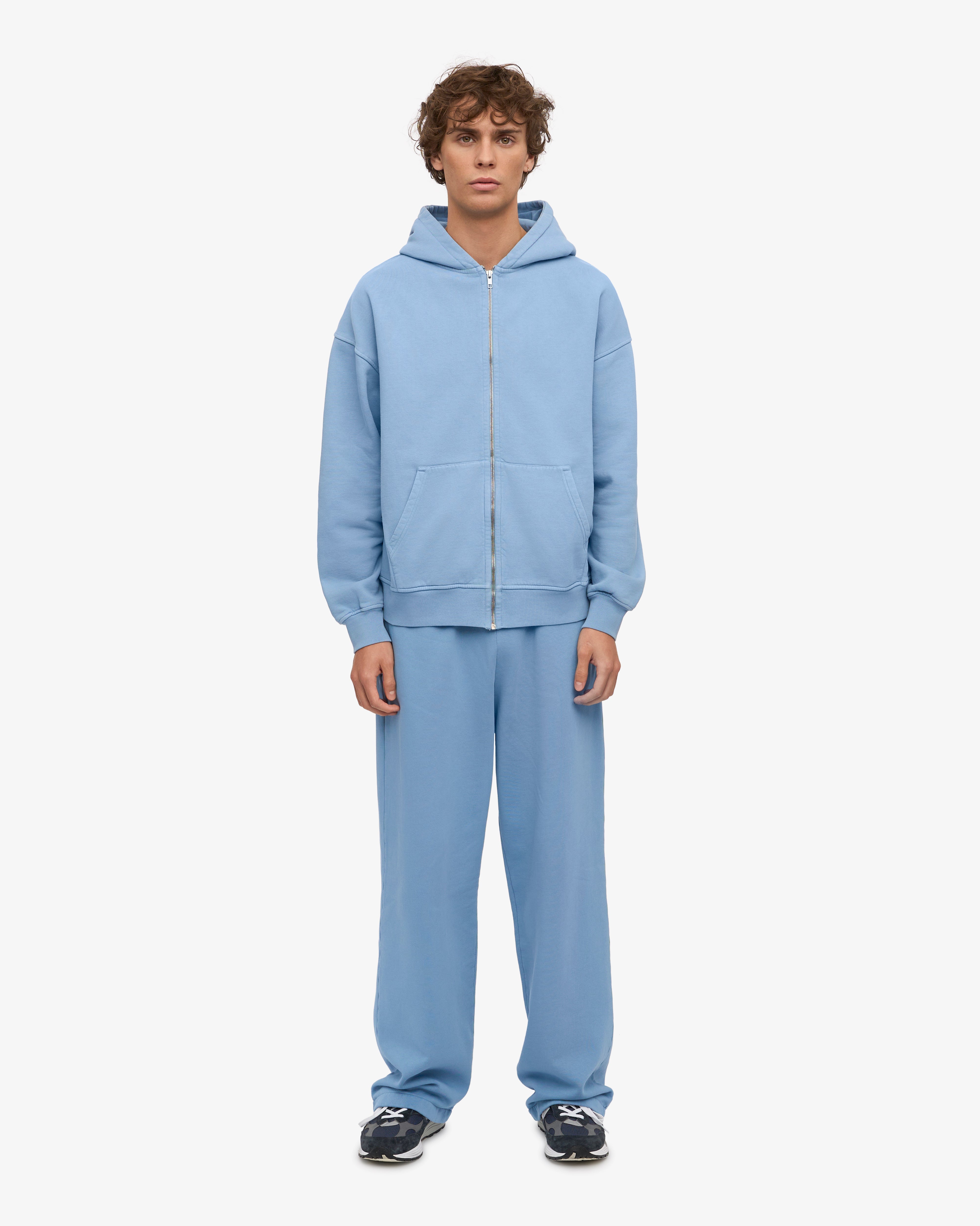 Organic Oversized Zip Hood - Seaside Blue