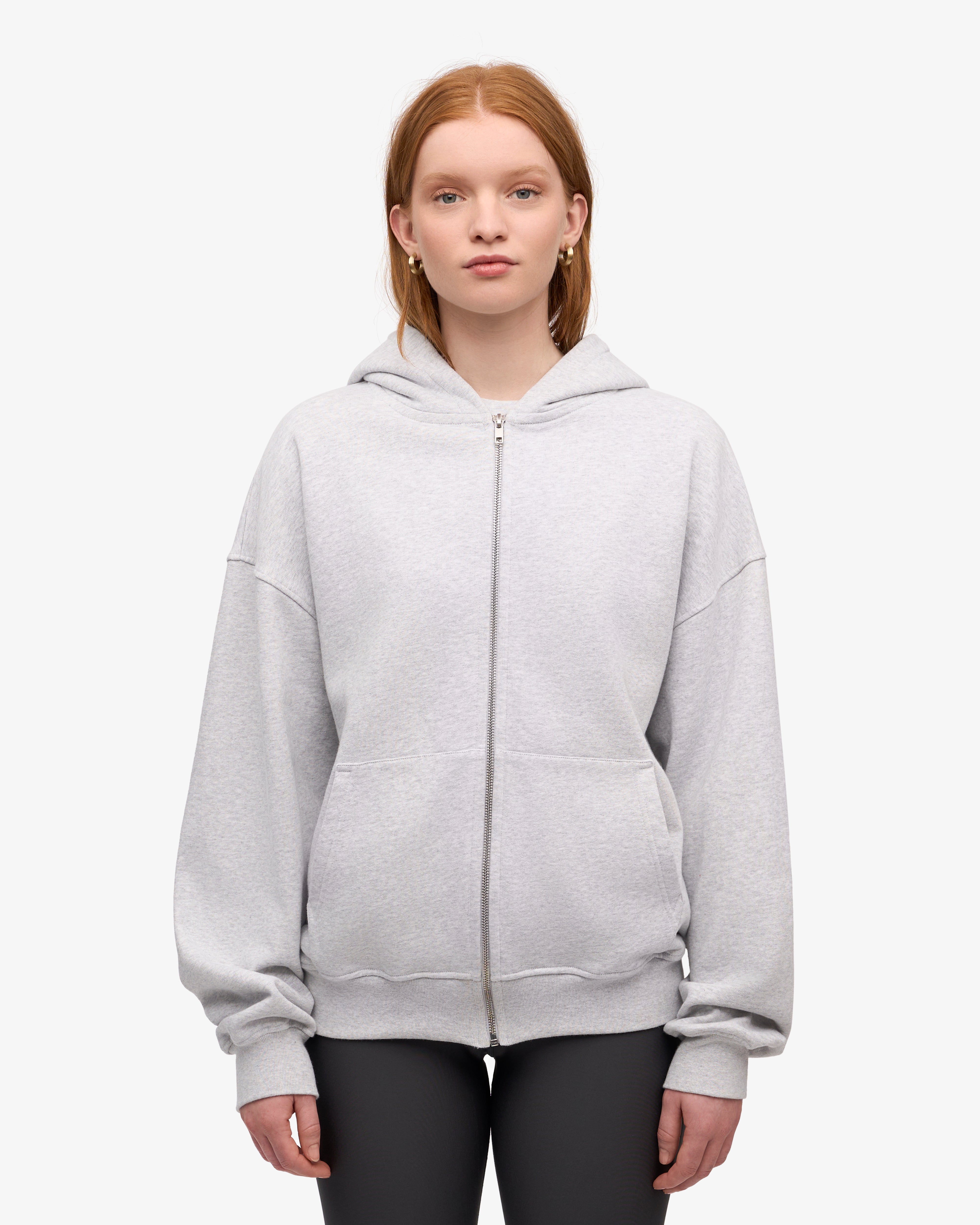 Organic Oversized Zip Hood - Snow Melange